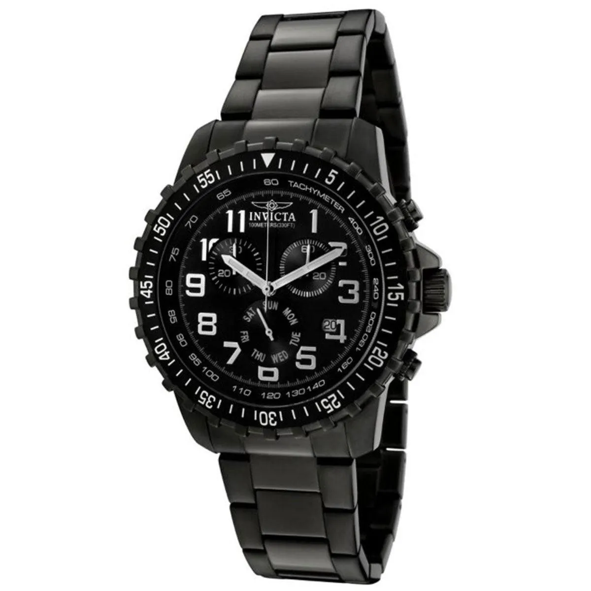 Invicta 1328 Men's Specialty Black Dial Gunmetal IP Steel Bracelet Chronograph Watch Invicta Men's Watches