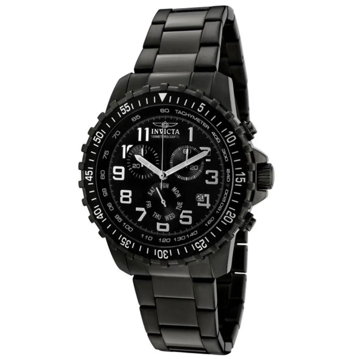 Invicta 1328 Men's Specialty Black Dial Gunmetal IP Steel Bracelet Chronograph Watch Invicta Men's Watches