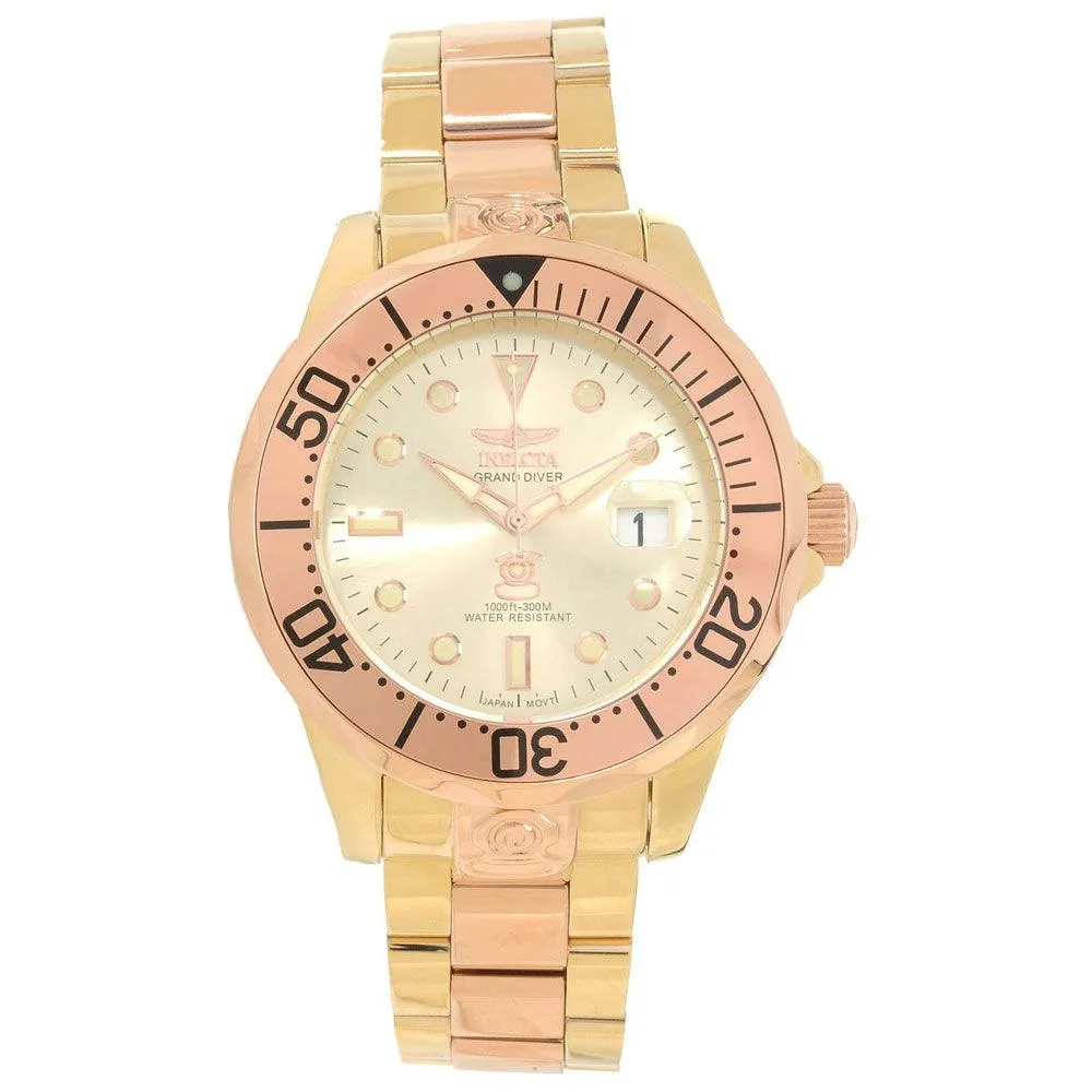 Invicta 16039 Men's Grand Diver Gold Tone Dial Two Tone Bracelet Automatic Dive Watch Invicta Men's Watches