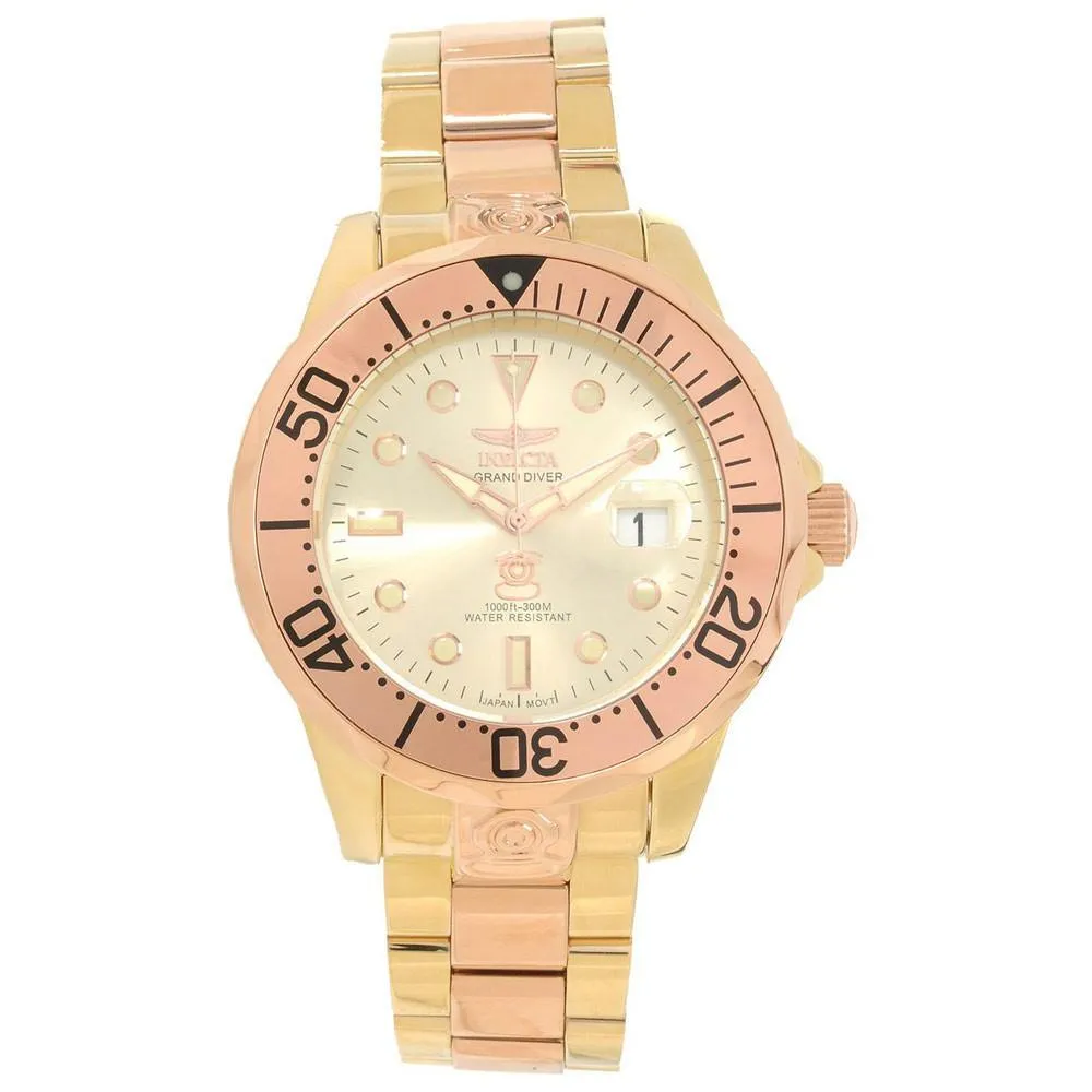 Invicta 16039 Men's Grand Diver Gold Tone Dial Two Tone Bracelet Automatic Dive Watch Invicta Men's Watches