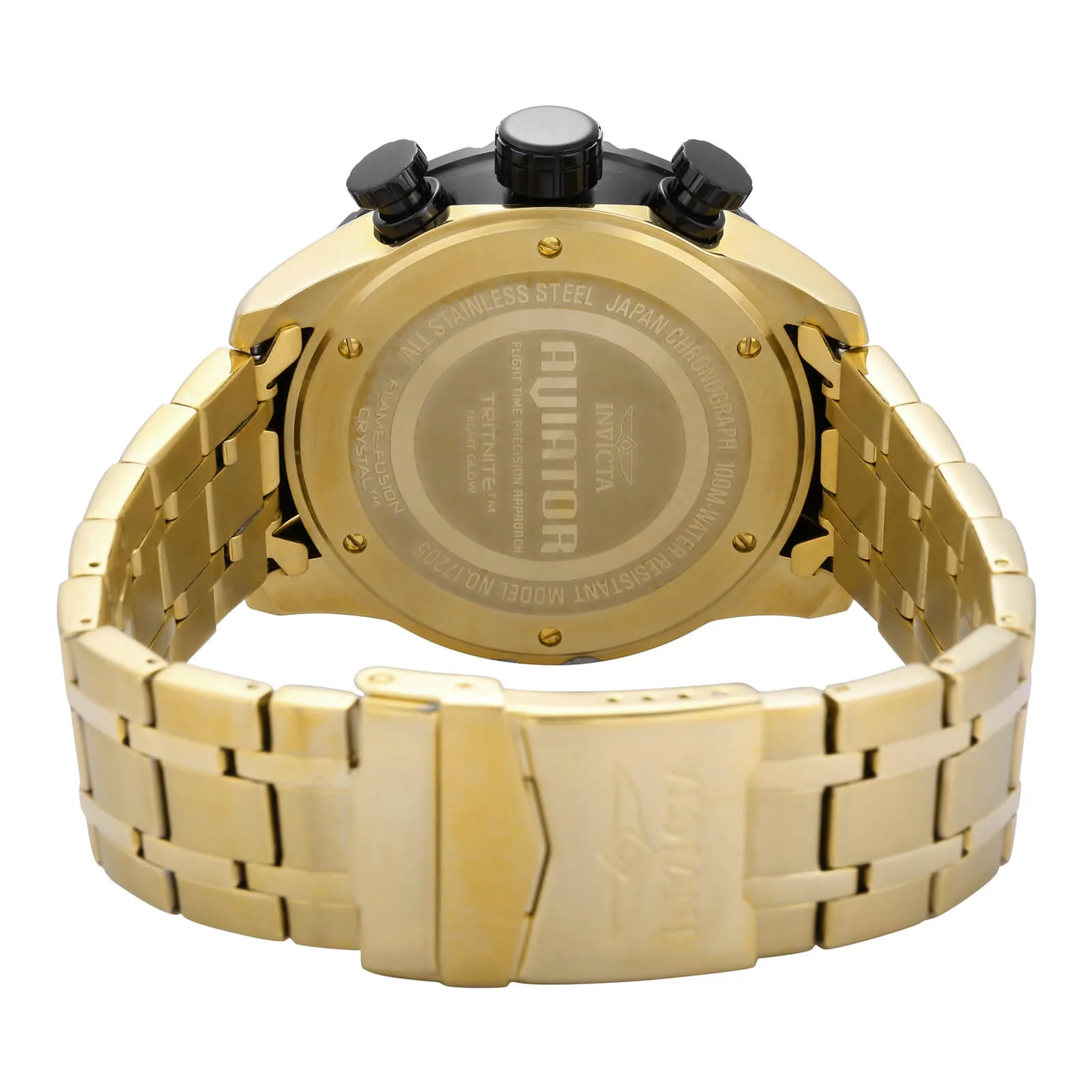 Invicta 17205 Men's Aviator Chronograph Gold Tone Dial Gold Plated Steel Bracelet Watch Invicta Men's Watches