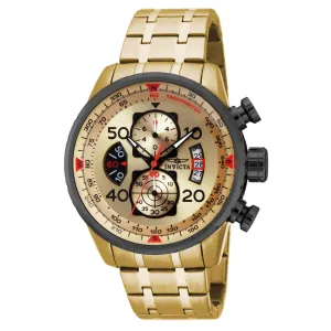 Invicta 17205 Men's Aviator Chronograph Gold Tone Dial Gold Plated Steel Bracelet Watch Invicta Men's Watches