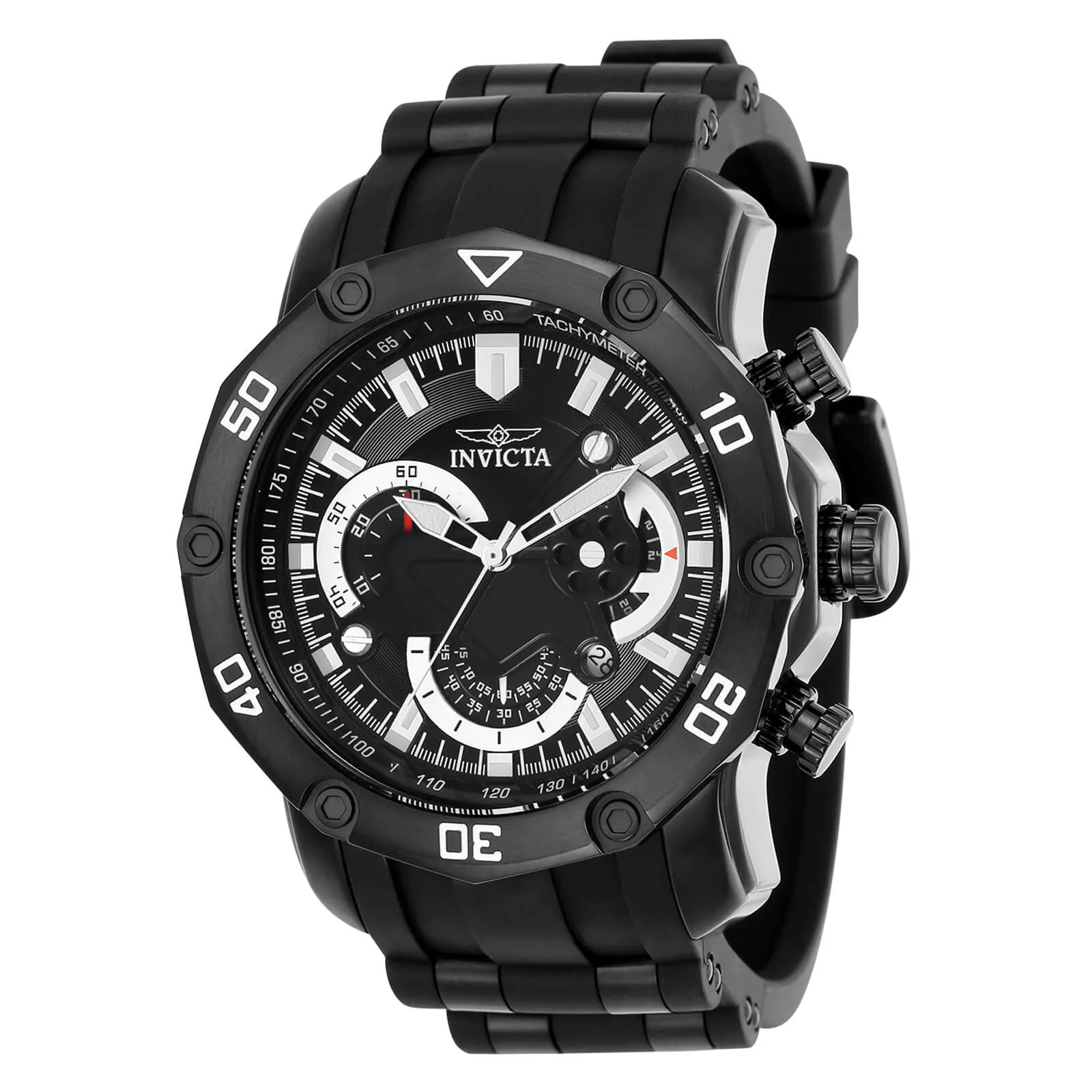 Invicta 22799 Men's Pro Diver Chronograph Black Dial Steel & Silicone Strap Watch Invicta Men's Watches