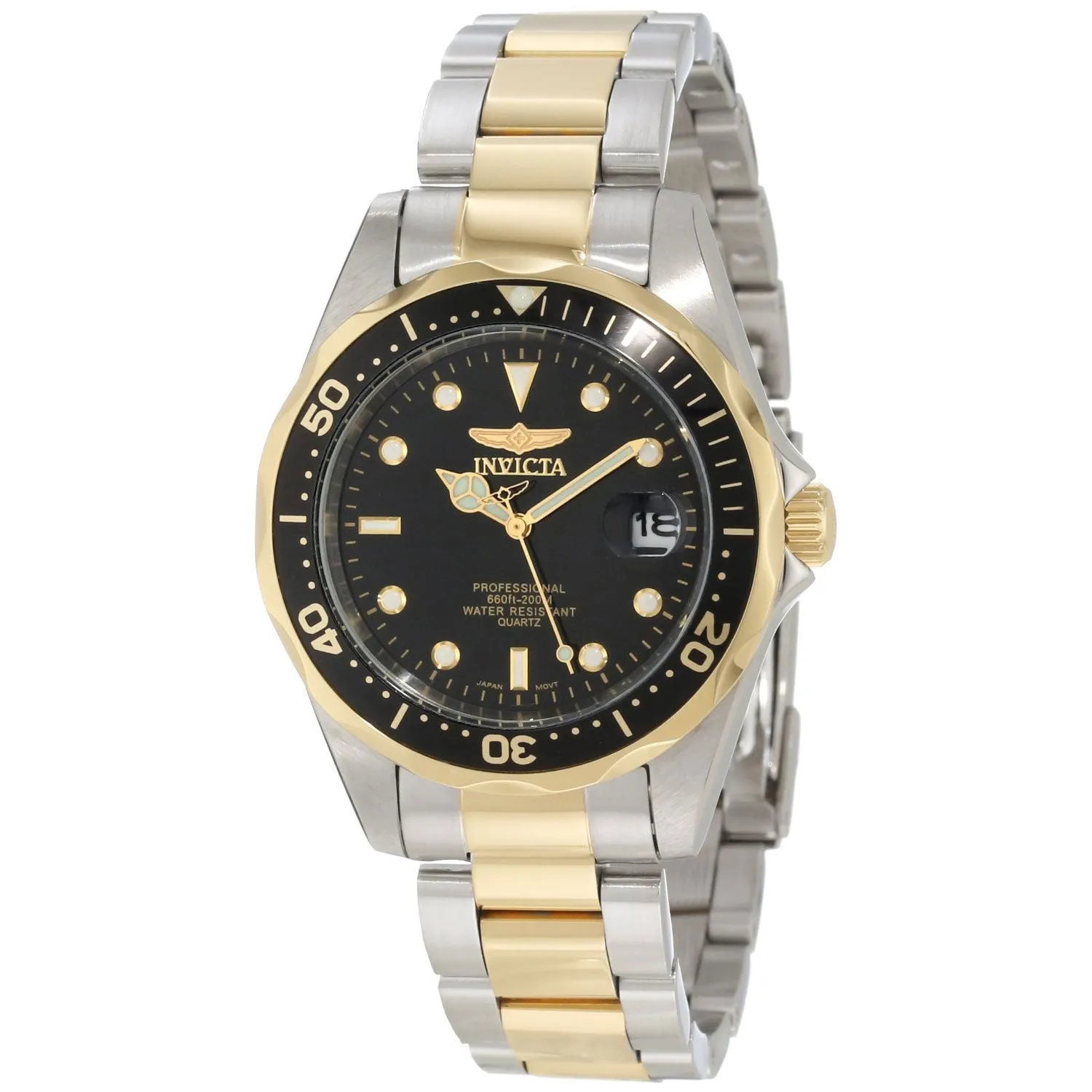 Invicta 8934 Men's Two Tone Yellow Steel Bracelet Quartz Pro Diver Invicta Men's Watches