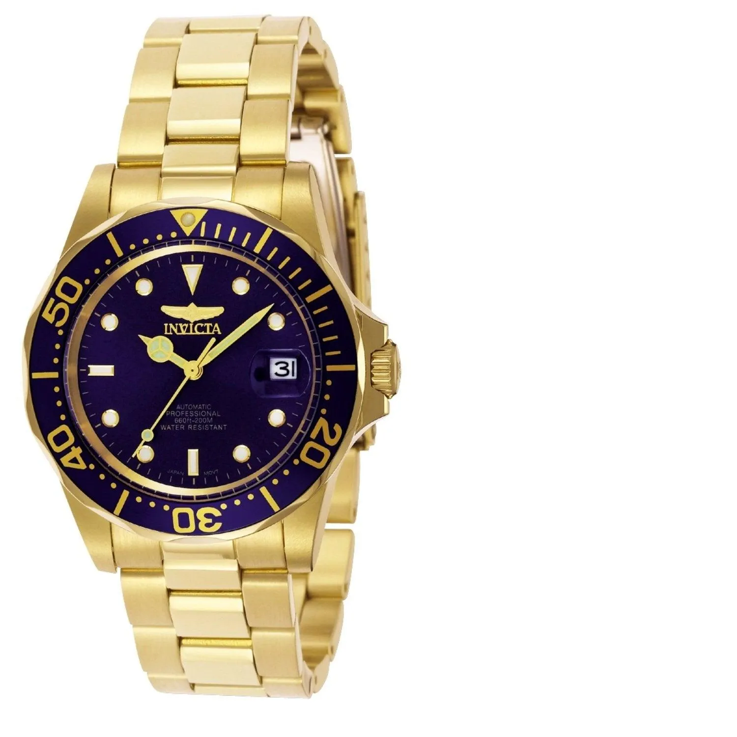 Invicta Men's Automatic Watch - Pro Diver Yellow Steel Bracelet Blue Dial Date | 8930 Invicta Men's Watches