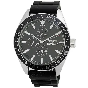 Invicta Men's Chrono Watch - Aviator Silver Tone Case Black Silicone Strap | 38402 Invicta Men's Watches