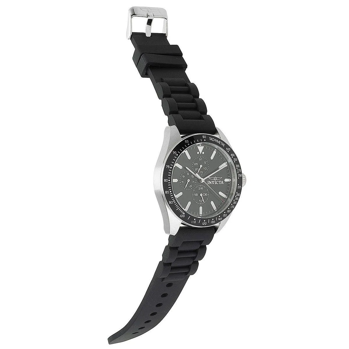 Invicta Men's Chrono Watch - Aviator Silver Tone Case Black Silicone Strap | 38402 Invicta Men's Watches