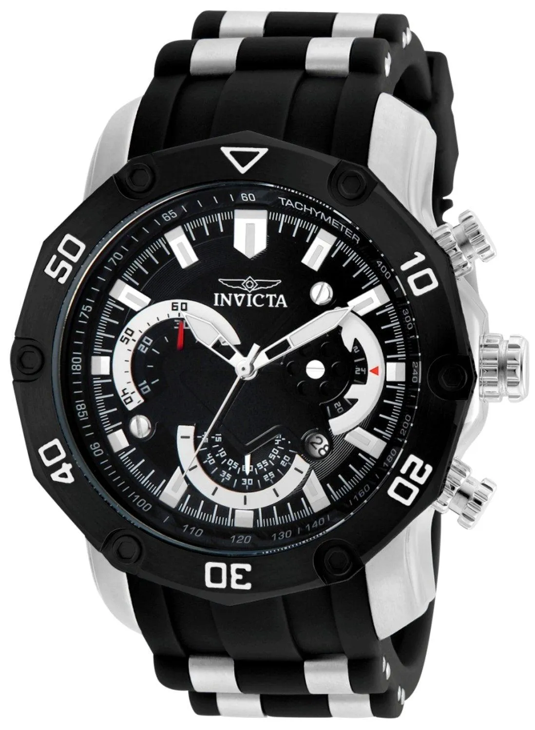 Invicta Men's Chronograph Watch - Pro Diver Steel & Silicone Strap Black Dial | 22797 Invicta Men's Watches