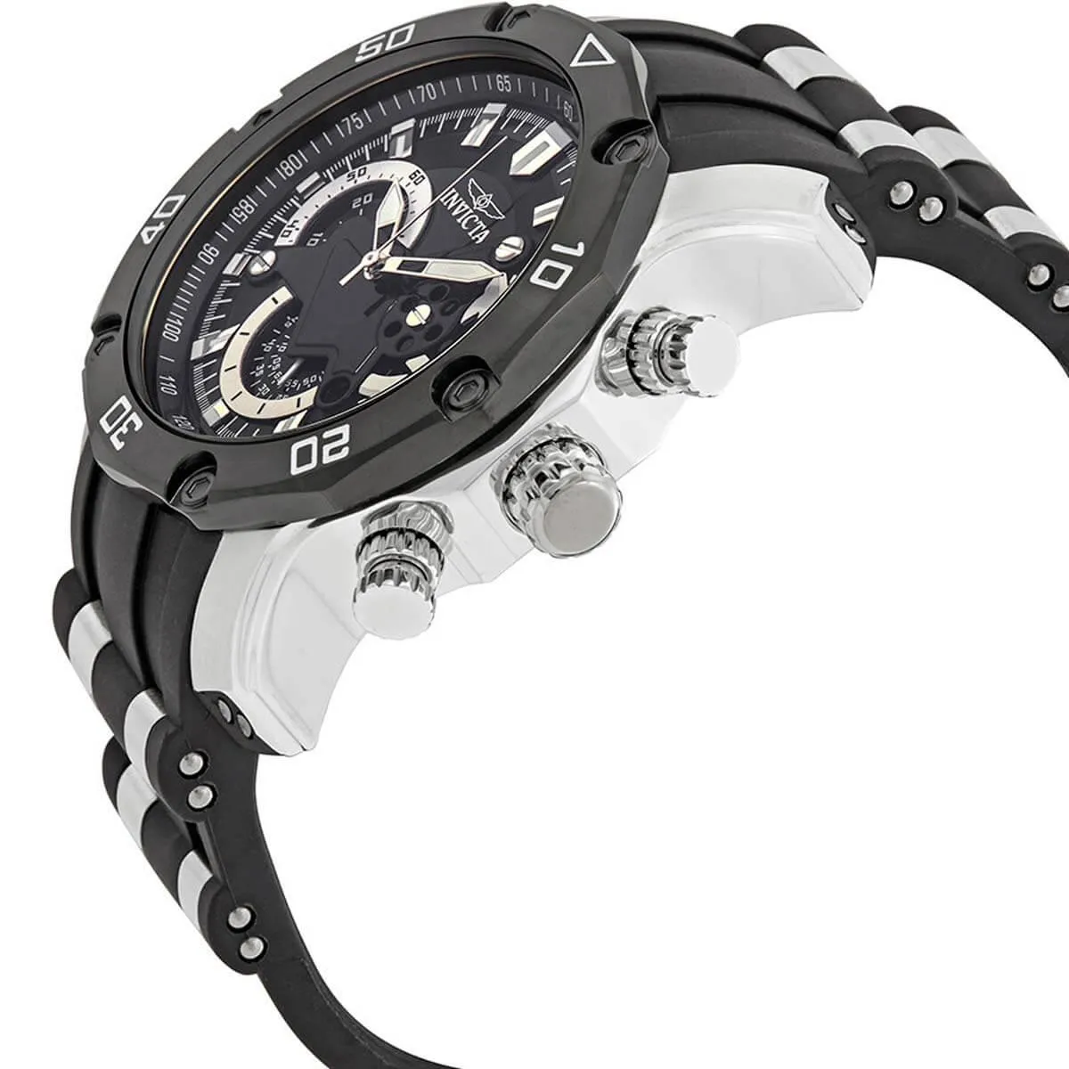 Invicta Men's Chronograph Watch - Pro Diver Steel & Silicone Strap Black Dial | 22797 Invicta Men's Watches