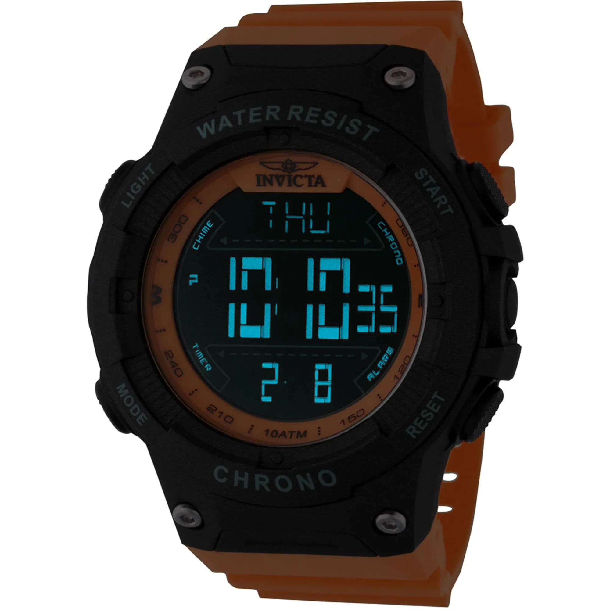 Invicta Men's Digital Watch - Invicta Racing Alarm Orange Polyurethane Strap | 48050 Invicta Men's Watches