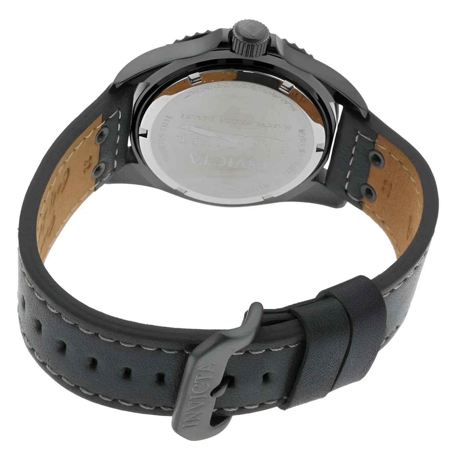 Invicta Men's Grey Leather Strap Watch - Pro Diver Quartz Grey Dial Dive | 22077 Invicta Men's Watches
