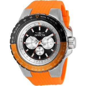 Invicta Men's Quartz Watch - Aviator Black and Silver Dial Orange Rubber Strap | 33035 Invicta Men's Watches