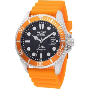 Invicta Men's Quartz Watch - Pro Diver Black Dial Orange Silicone Strap | 47162 Invicta Men's Watches
