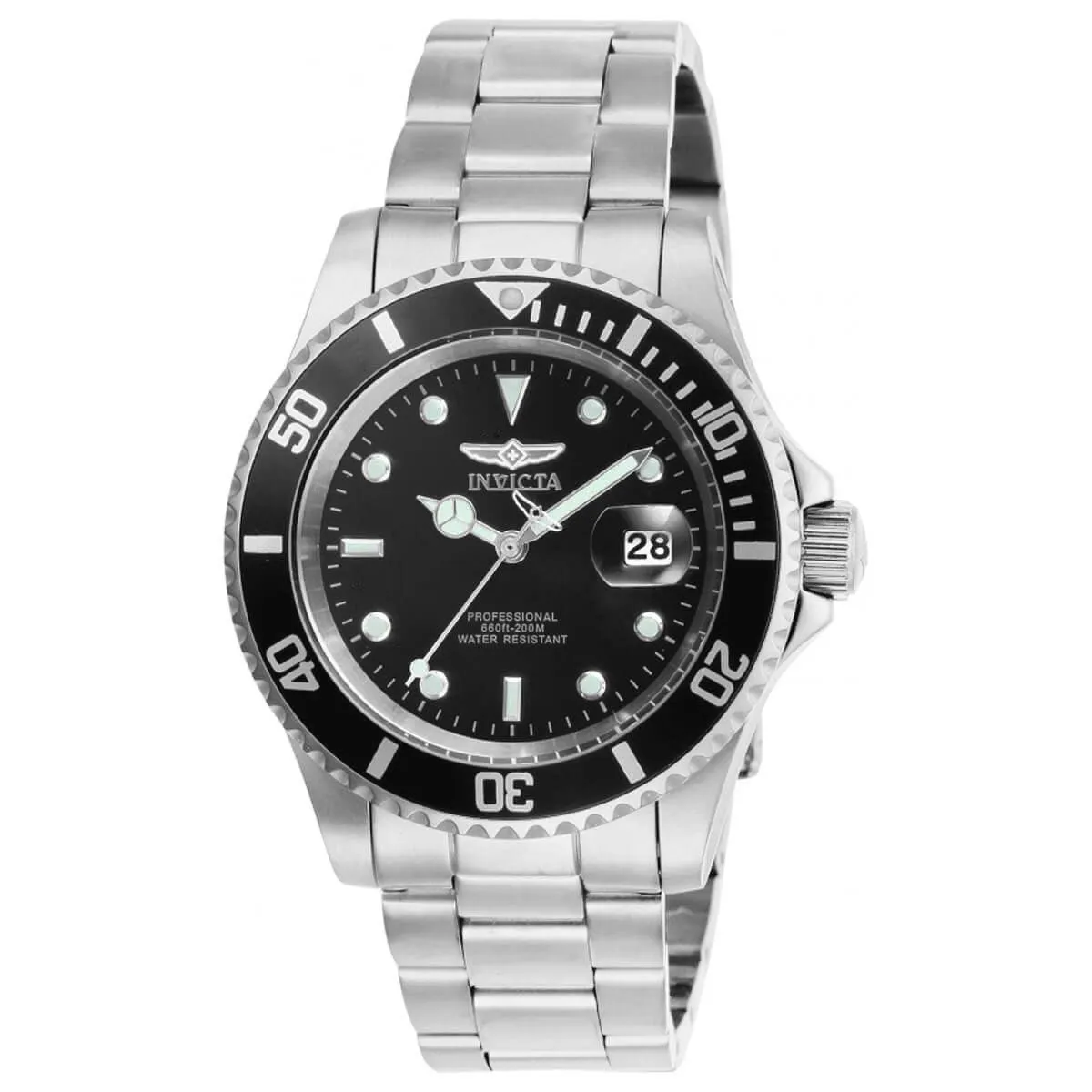 Invicta Men's Quartz Watch - Pro Diver Black Dial Stainless Steel Bracelet | 26970 Invicta Men's Watches