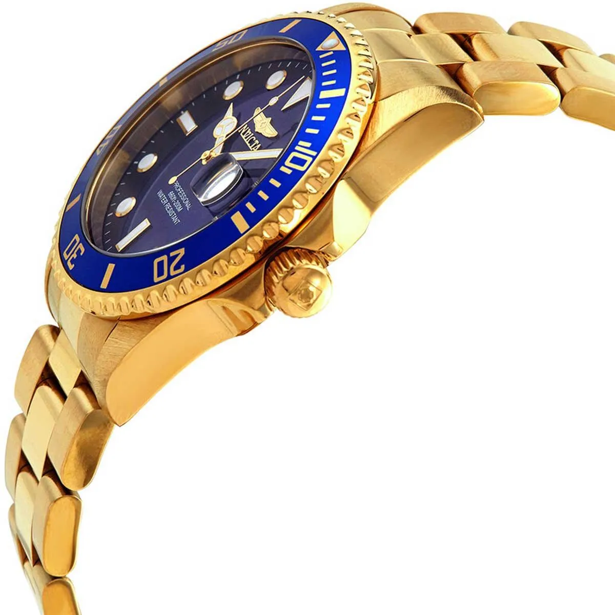 Invicta Men's Quartz Watch - Pro Diver Blue Dial Yellow Gold Steel Bracelet | 33270 Invicta Men's Watches