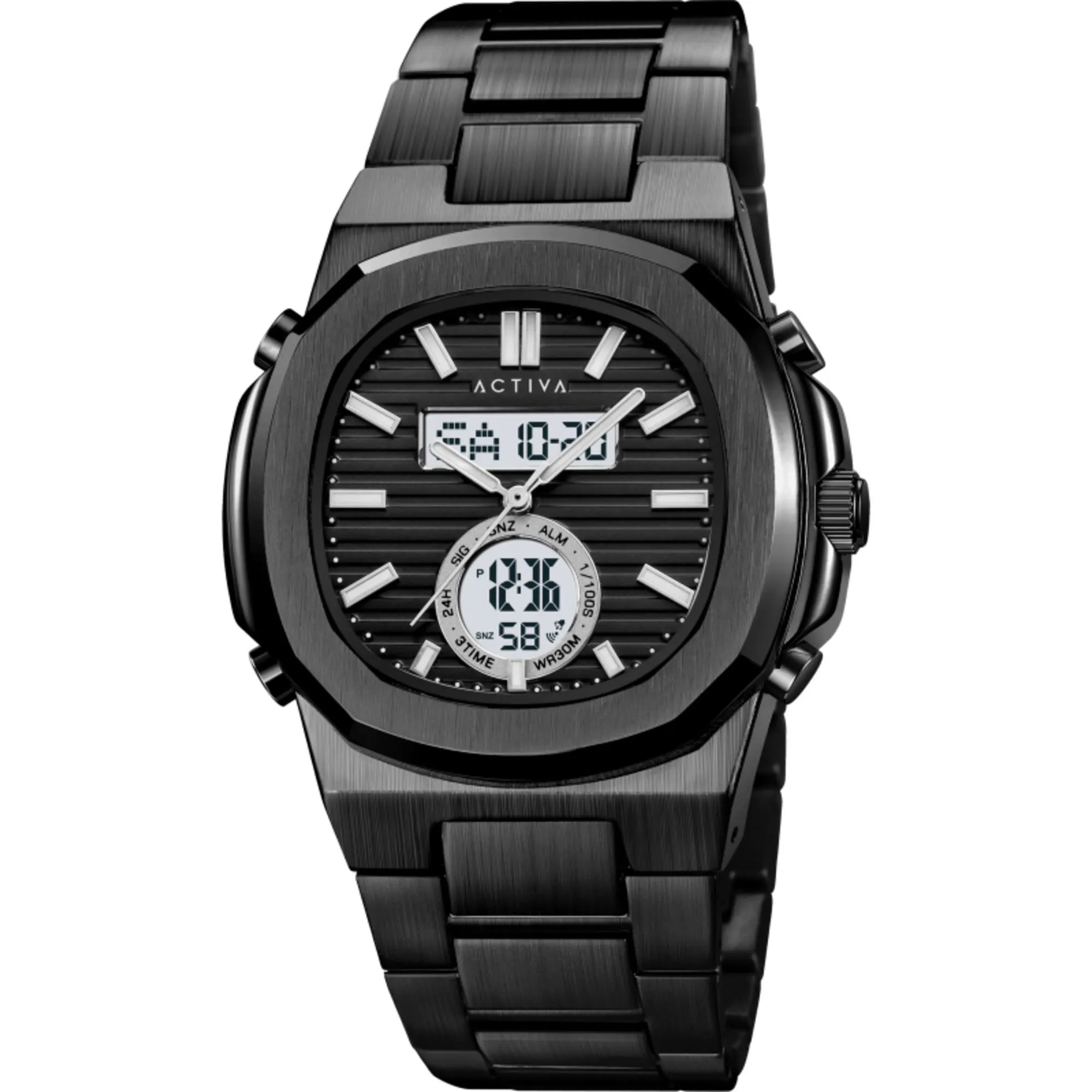 Invicta Men's Watch Activa Alarm Black Zinc Alloy Bracelet Ana-Digi ACW2279-006 Invicta Men's Watches