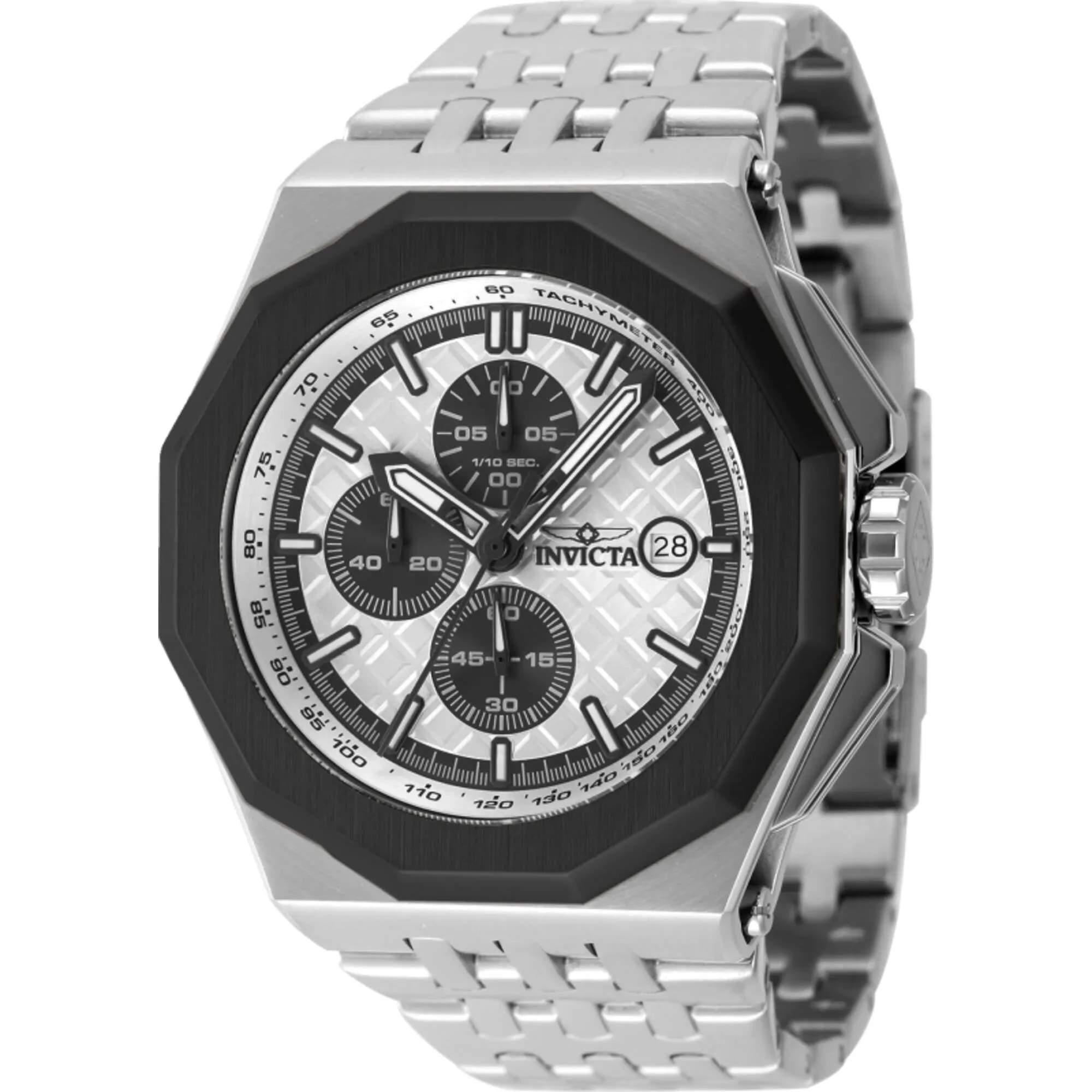 Invicta Men's Watch - Akula Chronograph Silver and Black Dial Bracelet Date | 47391 Invicta Men's Watches