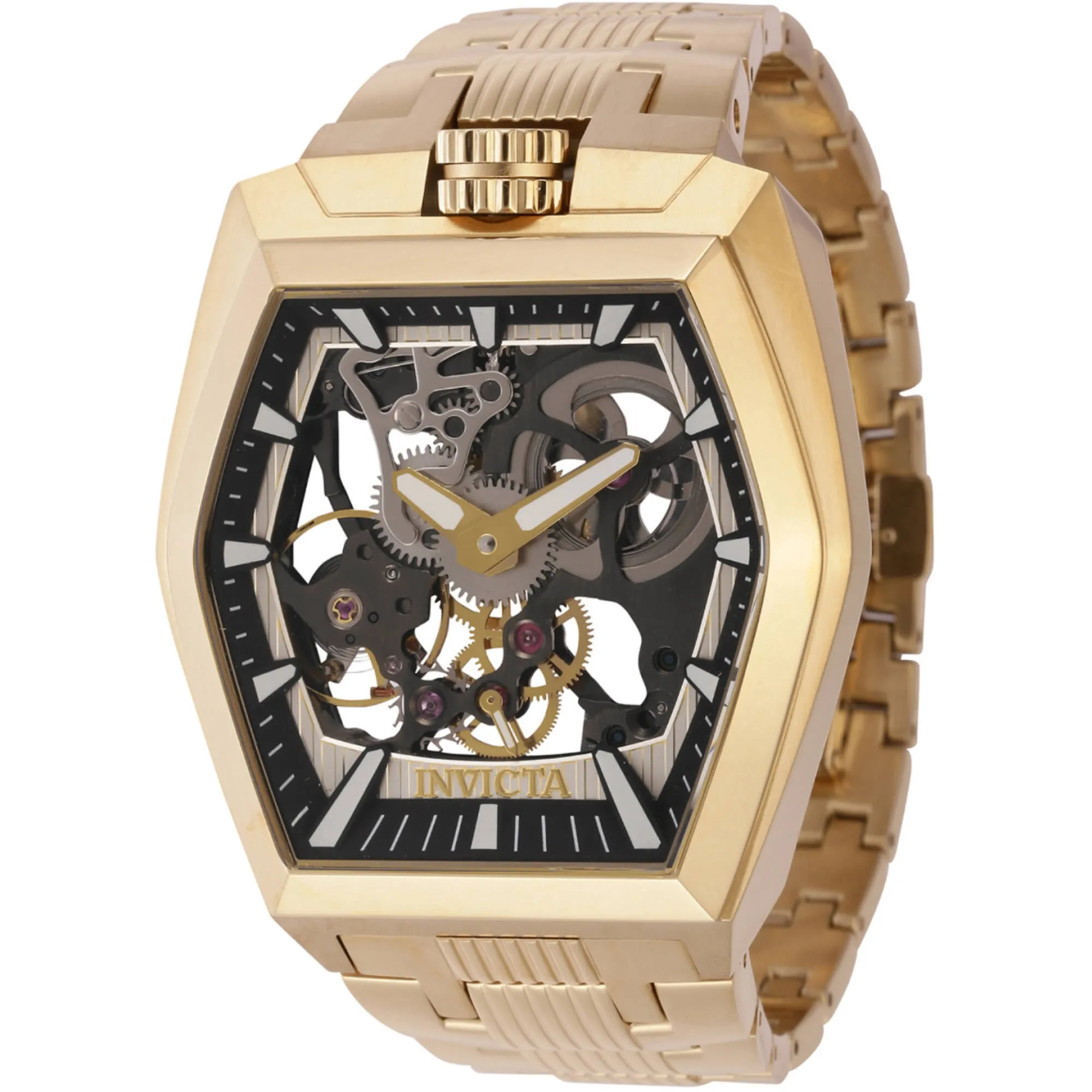Invicta Men's Watch - Akula Mechanical Black, Ivory Skeleton Dial Bracelet | 44013 Invicta Men's Watches