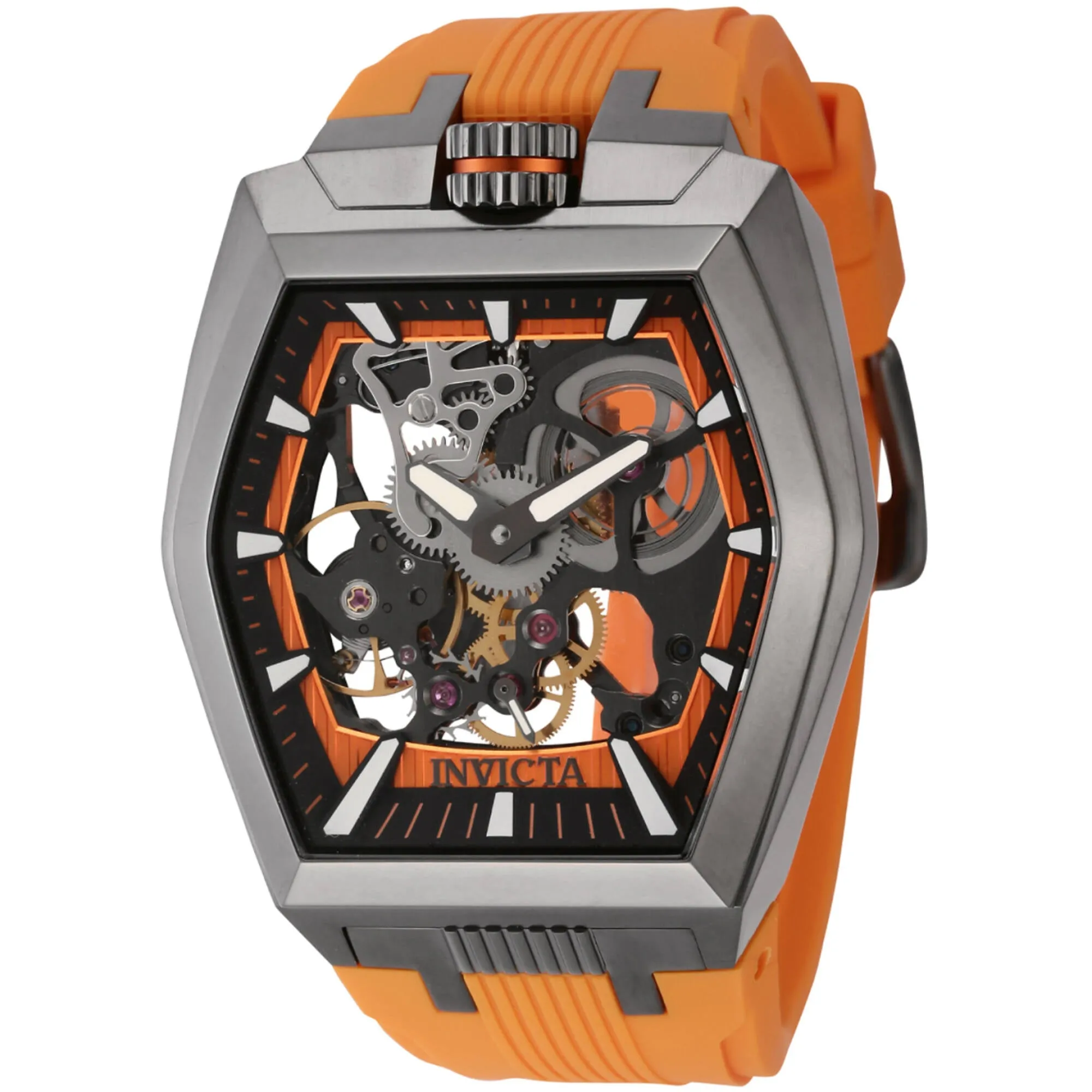 Invicta Men's Watch - Akula Mechanical Skeleton Dial Orange Silicone Strap | 44020 Invicta Men's Watches