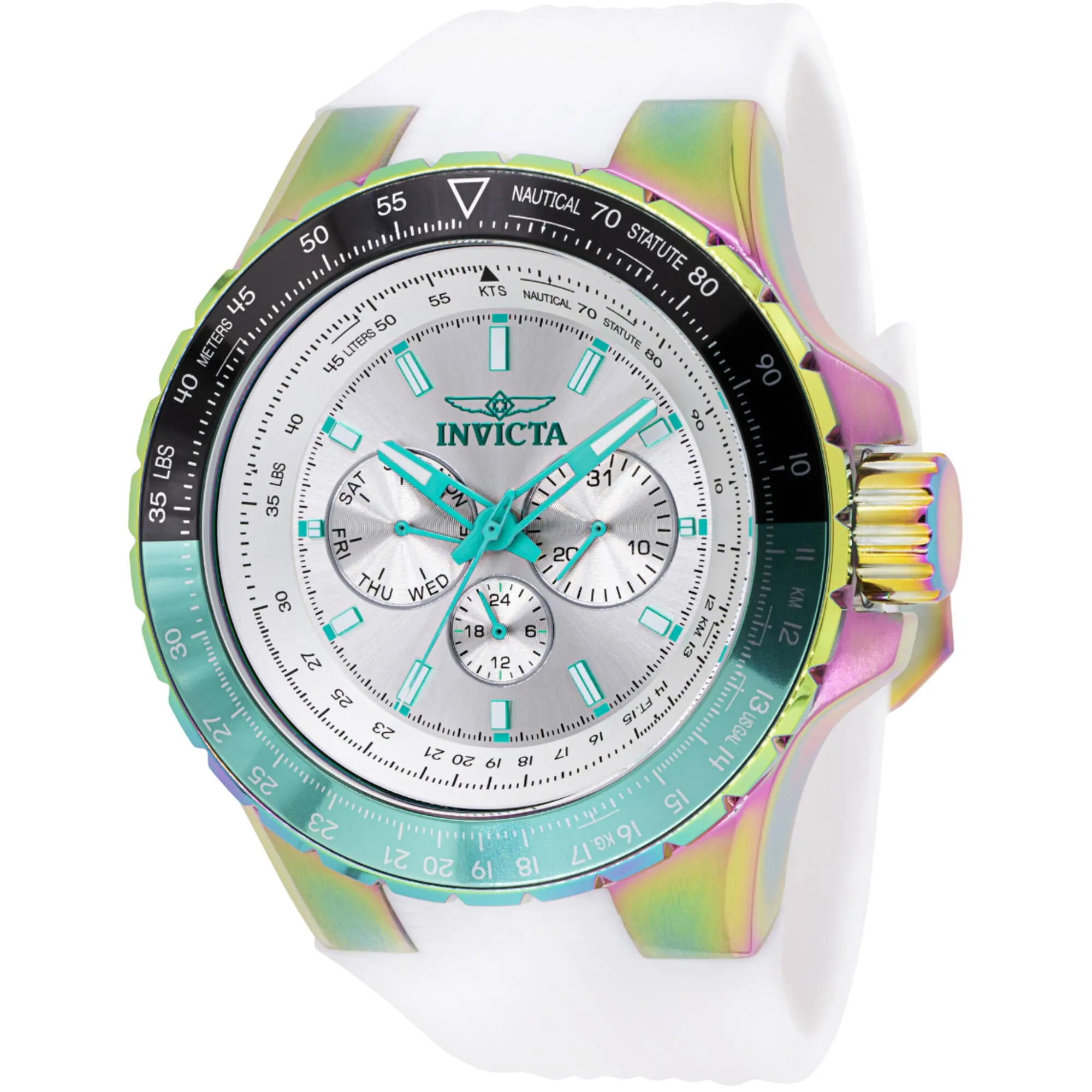 Invicta Men's Watch - Aviator Chronograph Silver Dial White Silicone Strap | 44611 Invicta Men's Watches