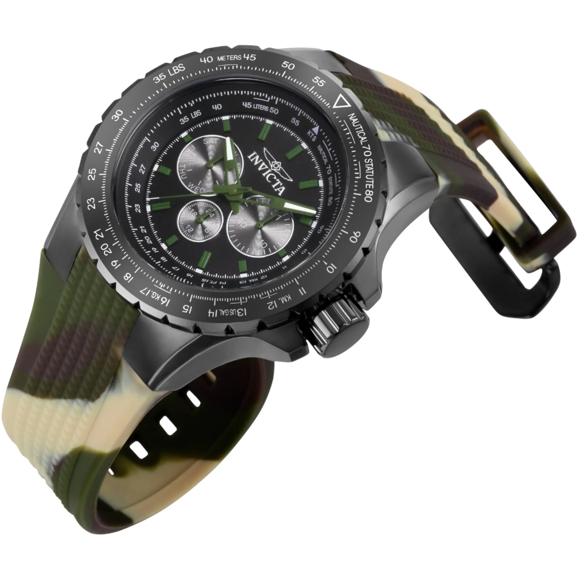 Invicta Men's Watch - Aviator Quartz Chrono Gunmetal and Green Dial Strap | 39307 Invicta Men's Watches