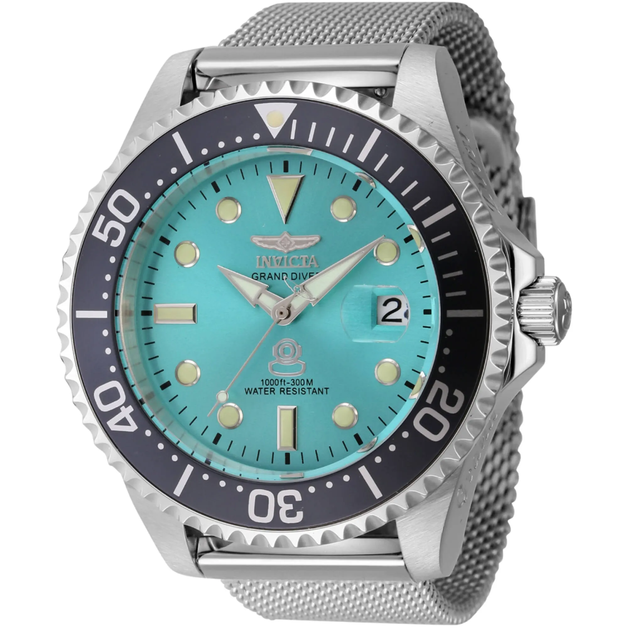 Invicta Men's Watch - Grand Diver Silver Tone Automatic Blue Dial Bracelet | 45804 Invicta Men's Watches