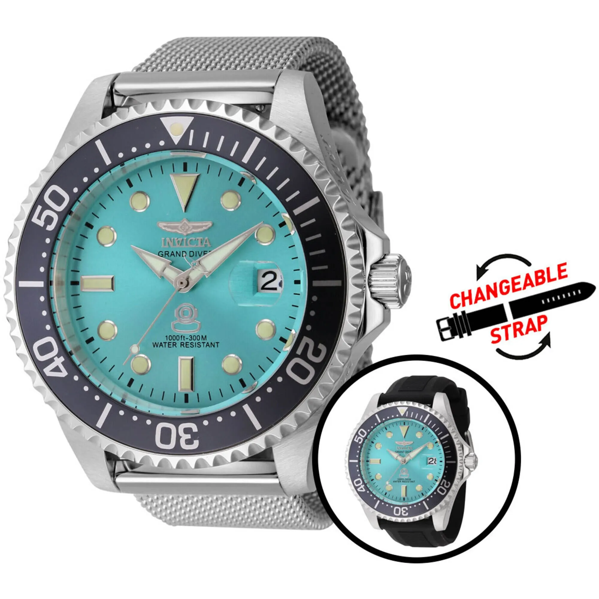 Invicta Men's Watch - Grand Diver Silver Tone Automatic Blue Dial Bracelet | 45804 Invicta Men's Watches