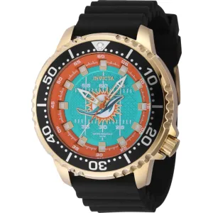 Invicta Men's Watch - NFL Miami Dolphins Quartz Yellow Gold Case Black Strap | 48109 Invicta Men's Watches