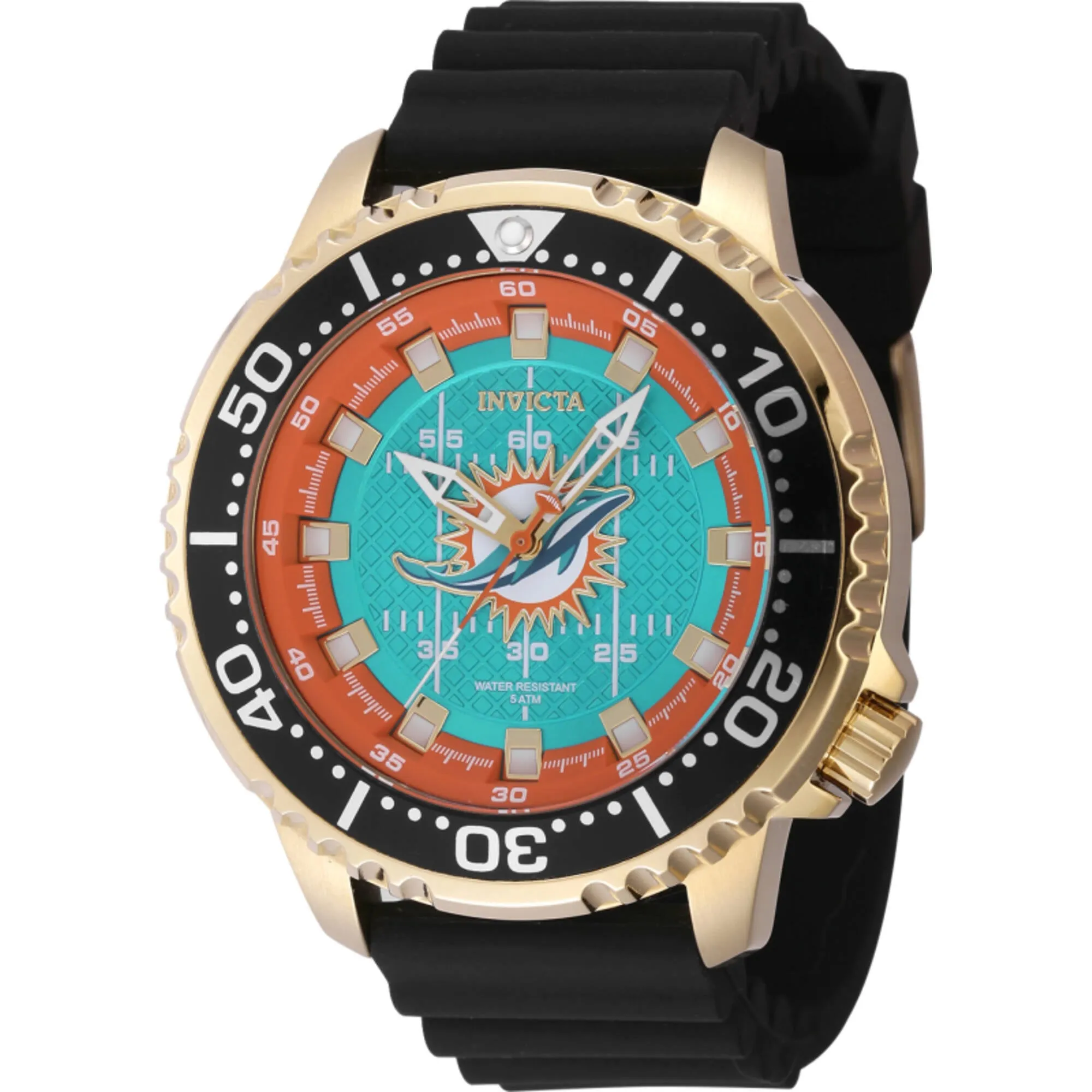 Invicta Men's Watch - NFL Miami Dolphins Quartz Yellow Gold Case Black Strap | 48109 Invicta Men's Watches