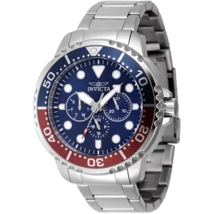 Invicta Men's Watch - Pro Diver Blue and Red Rotating Bezel Steel Bracelet | 47227 Invicta Men's Watches