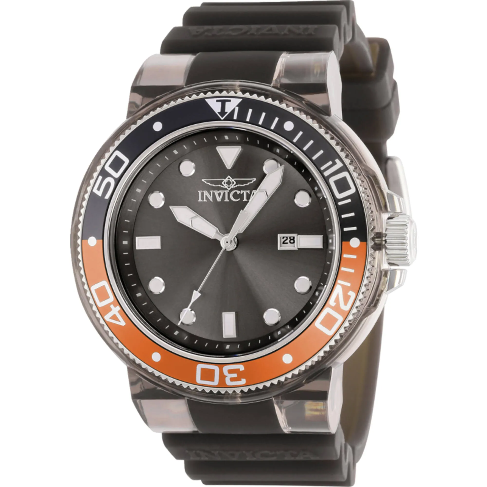 Invicta Men's Watch - Pro Diver Date Transparent Black Silicone Strap Quartz | 38887 Invicta Men's Watches