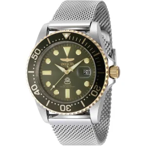 Invicta Men's Watch - Pro Diver Military Green Dial Silver Steel Bracelet | 48217 Invicta Men's Watches