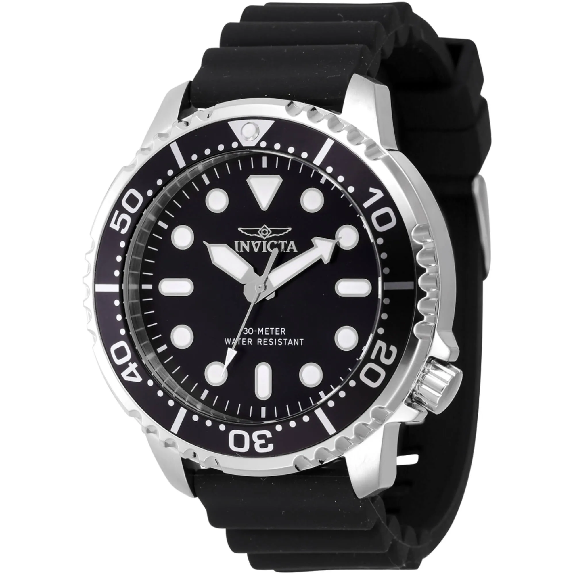 Invicta Men's Watch - Pro Diver Quartz Black Dial Silver Tone Case Strap | 47225 Invicta Men's Watches