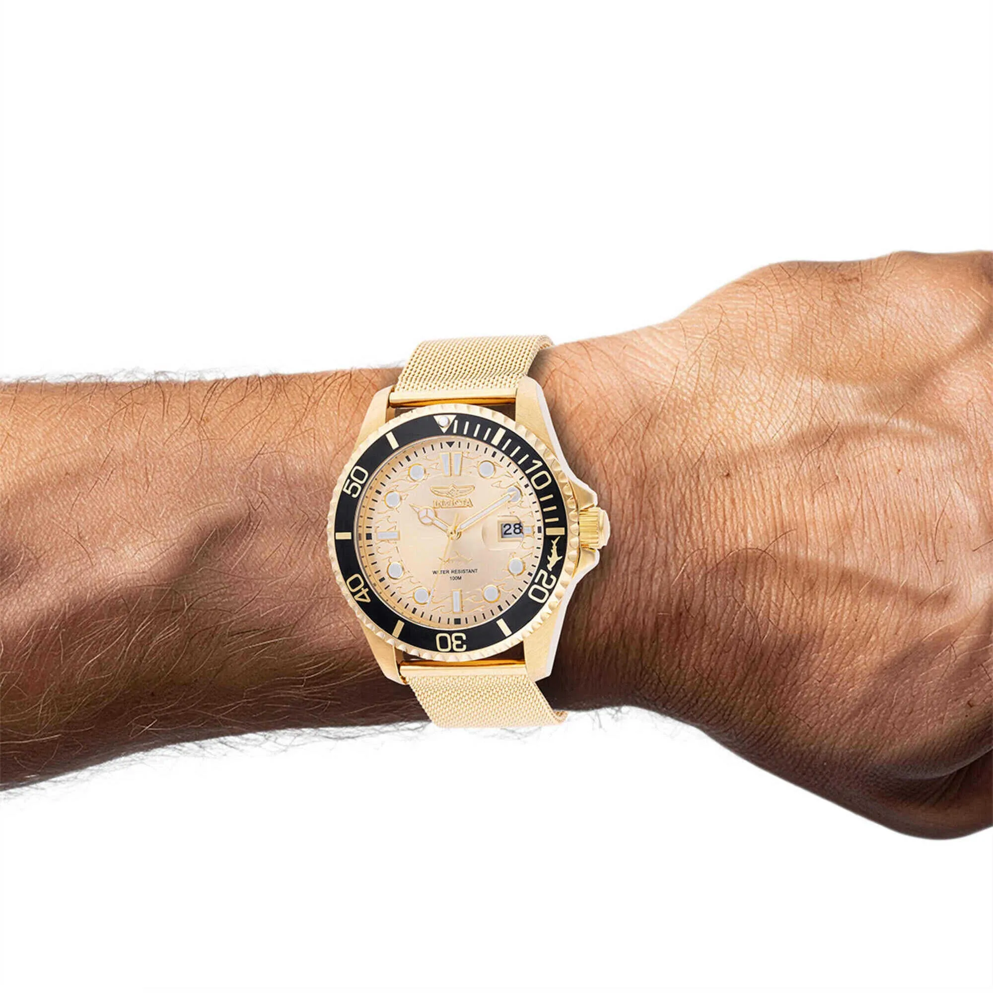Invicta Men's Watch - Pro Diver Quartz Gold Tone Dial Mesh Bracelet | 47177 Invicta Men's Watches