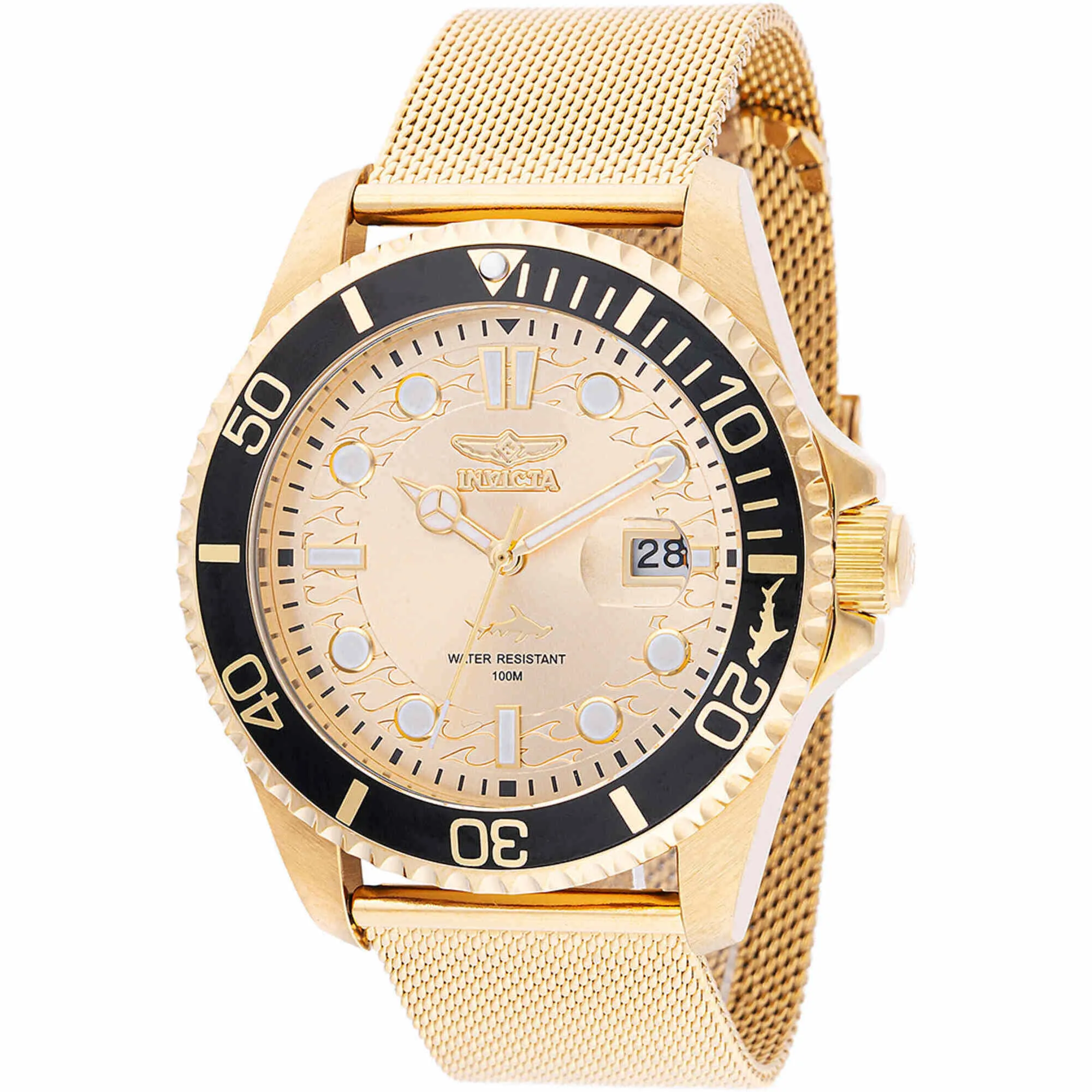 Invicta Men's Watch - Pro Diver Quartz Gold Tone Dial Mesh Bracelet | 47177 Invicta Men's Watches