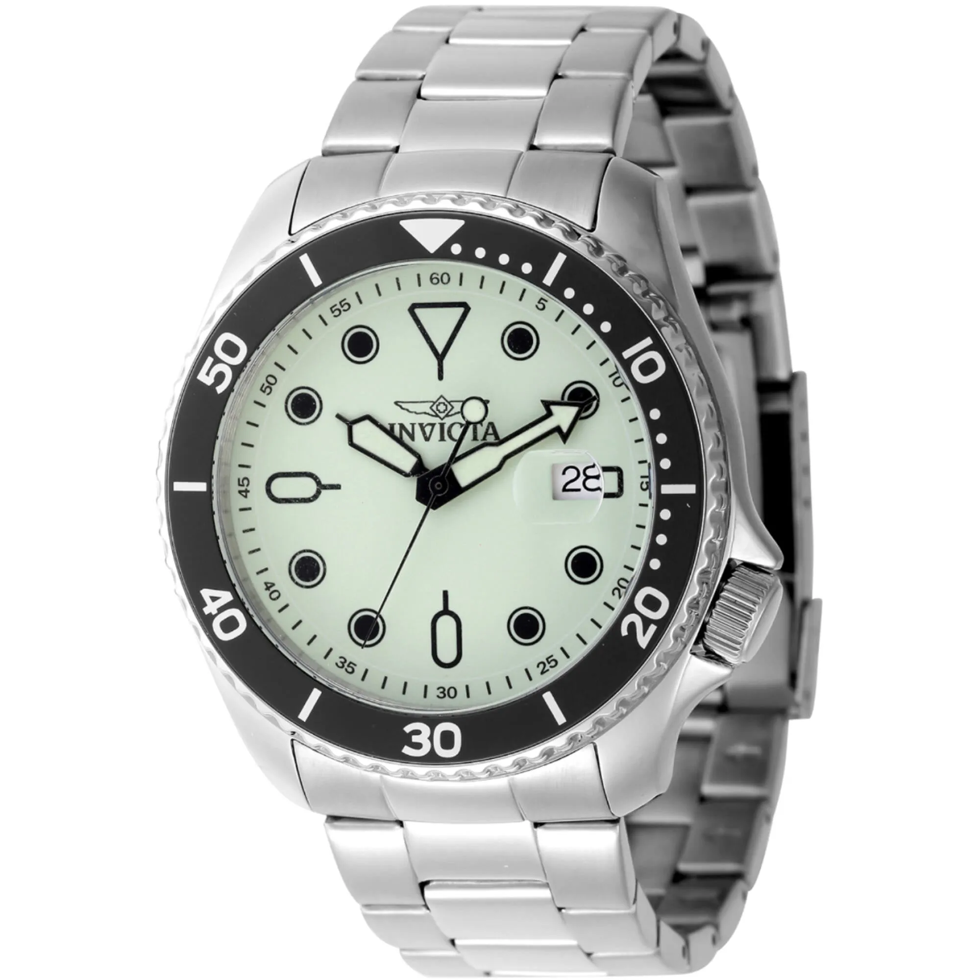 Invicta Men's Watch - Pro Diver Quartz Luminous Green Dial Steel Bracelet | 47305 Invicta Men's Watches