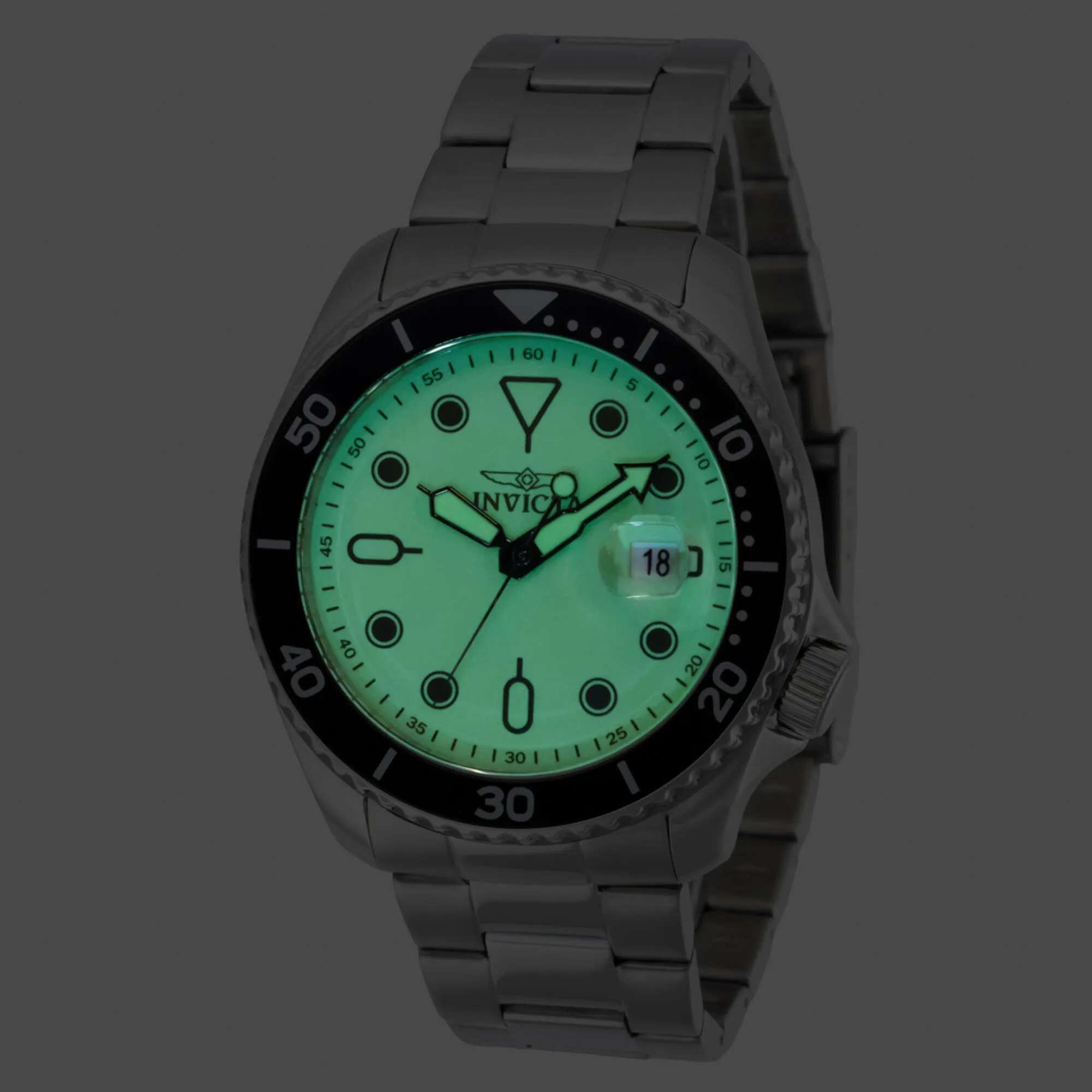 Invicta Men's Watch - Pro Diver Quartz Luminous Green Dial Steel Bracelet | 47305 Invicta Men's Watches
