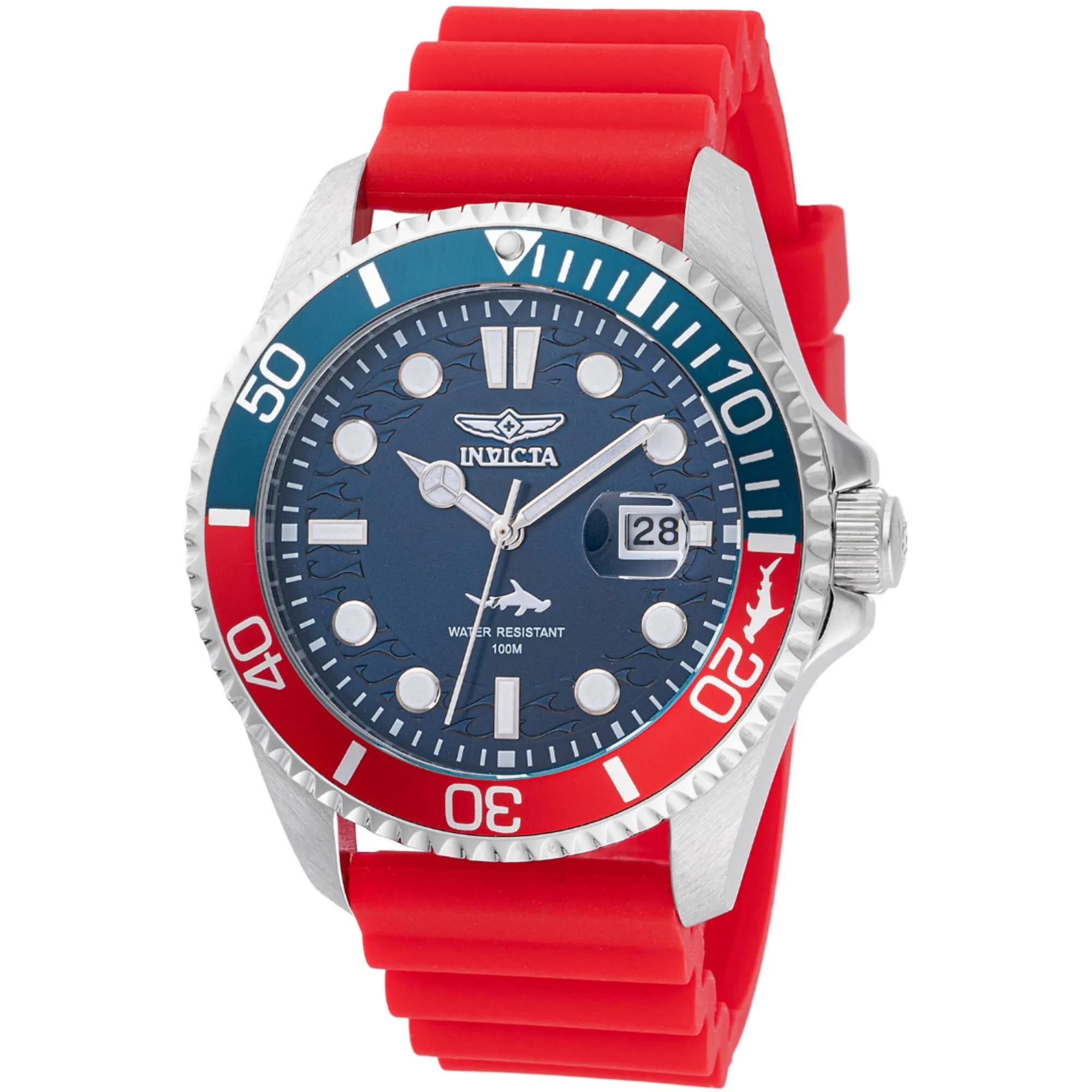 Invicta Men's Watch - Pro Diver Rotating Bezel Blue Dial Red Silicone Strap | 47164 Invicta Men's Watches