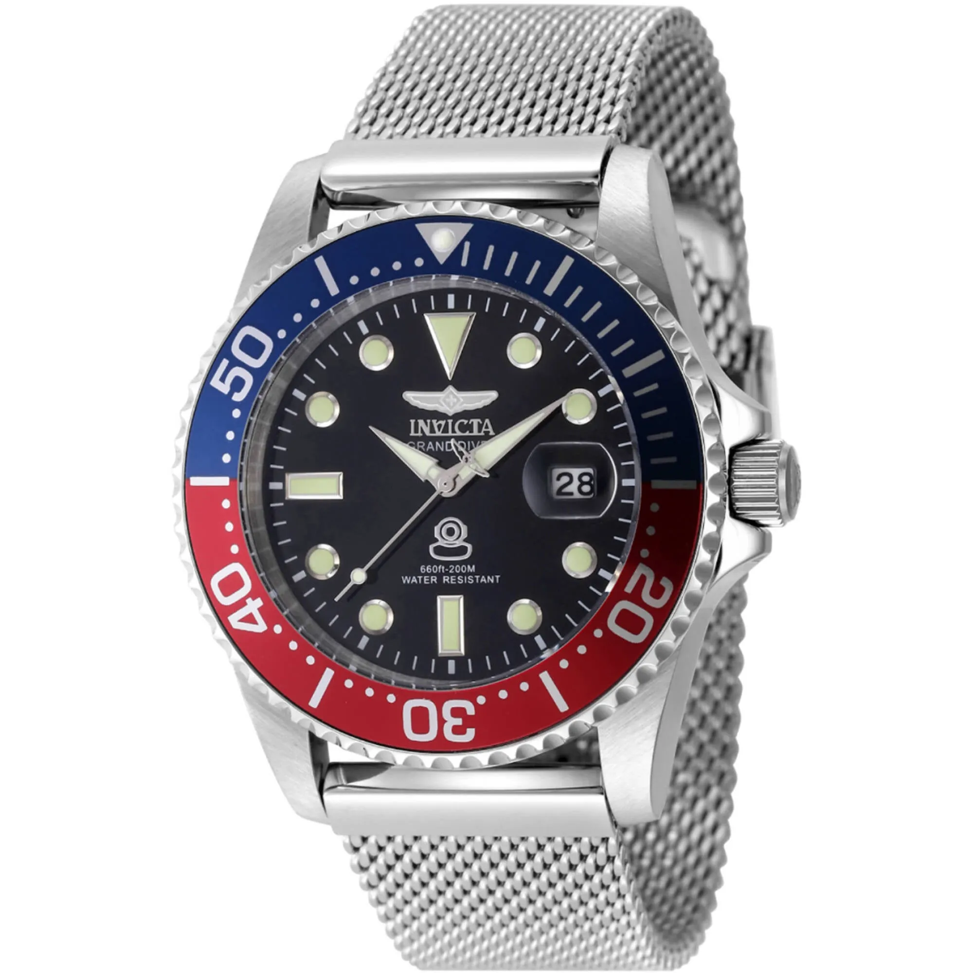 Invicta Men's Watch - Pro Diver Rotating Bezel Silver Steel Bracelet Dive | 48215 Invicta Men's Watches