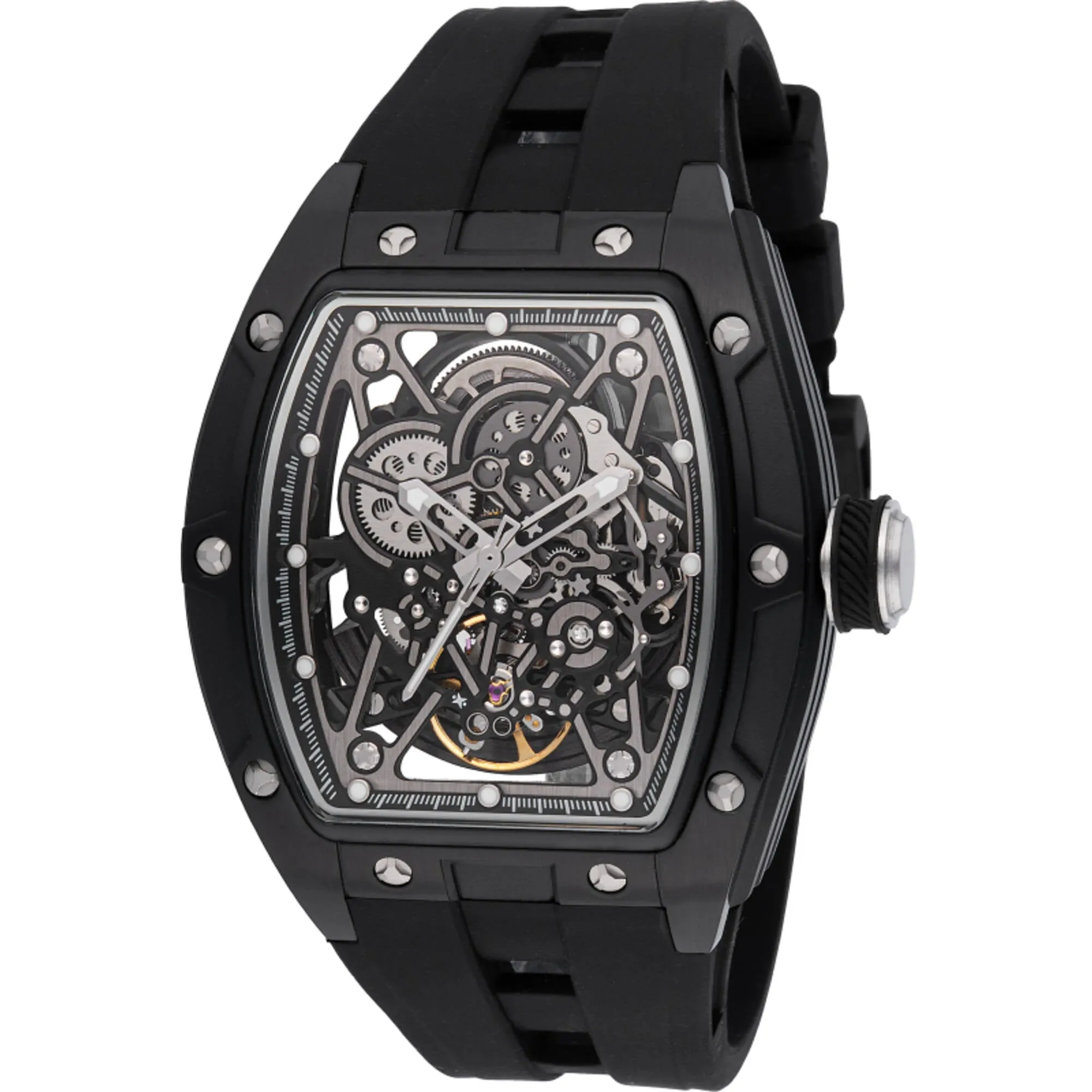 Invicta Men's Watch S1 Rally Chrono Black and Silver Skeleton Dial Strap 49018 Invicta Men's Watches