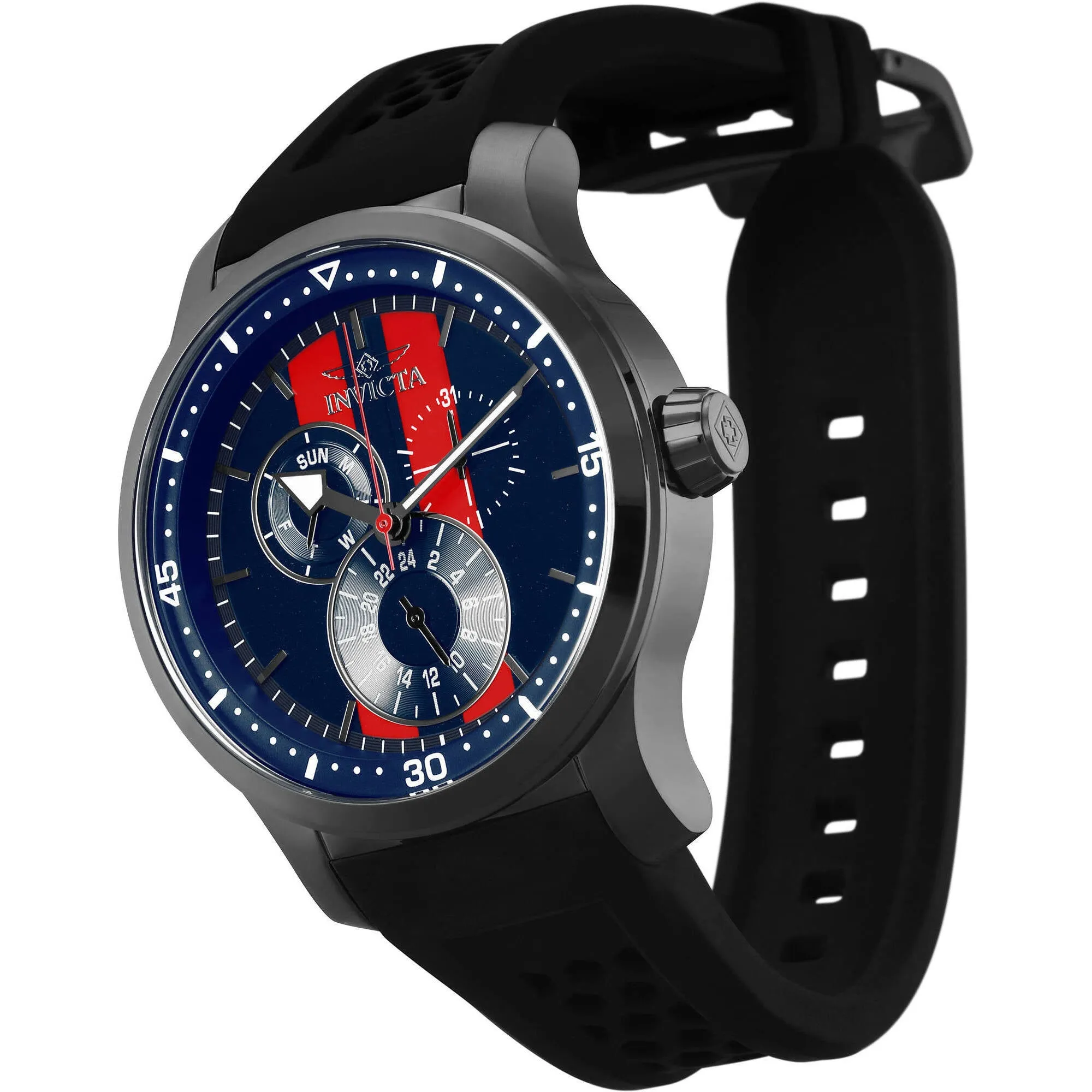 Invicta Men's Watch - S1 Rally Red and Blue Dial Black Silicone Strap Date-Day | 34036 Invicta Men's Watches