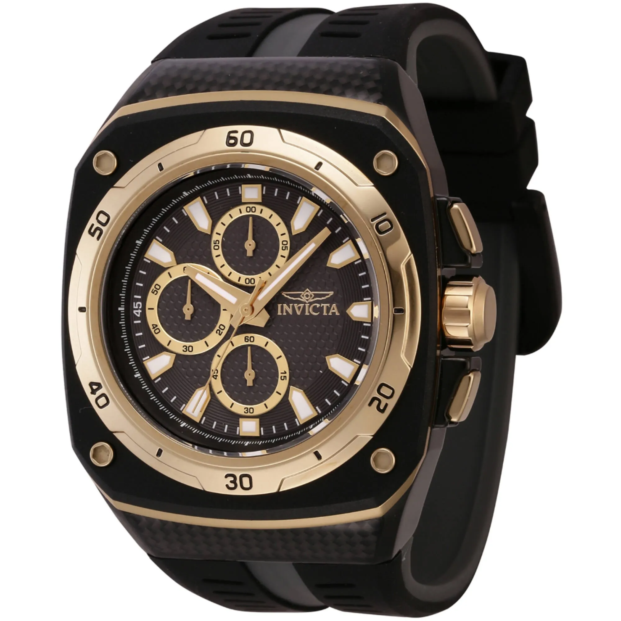 Invicta Men's Watch - Speedway Chrono Black, Gold Tone Dial Silicone Strap | 46110 Invicta Men's Watches