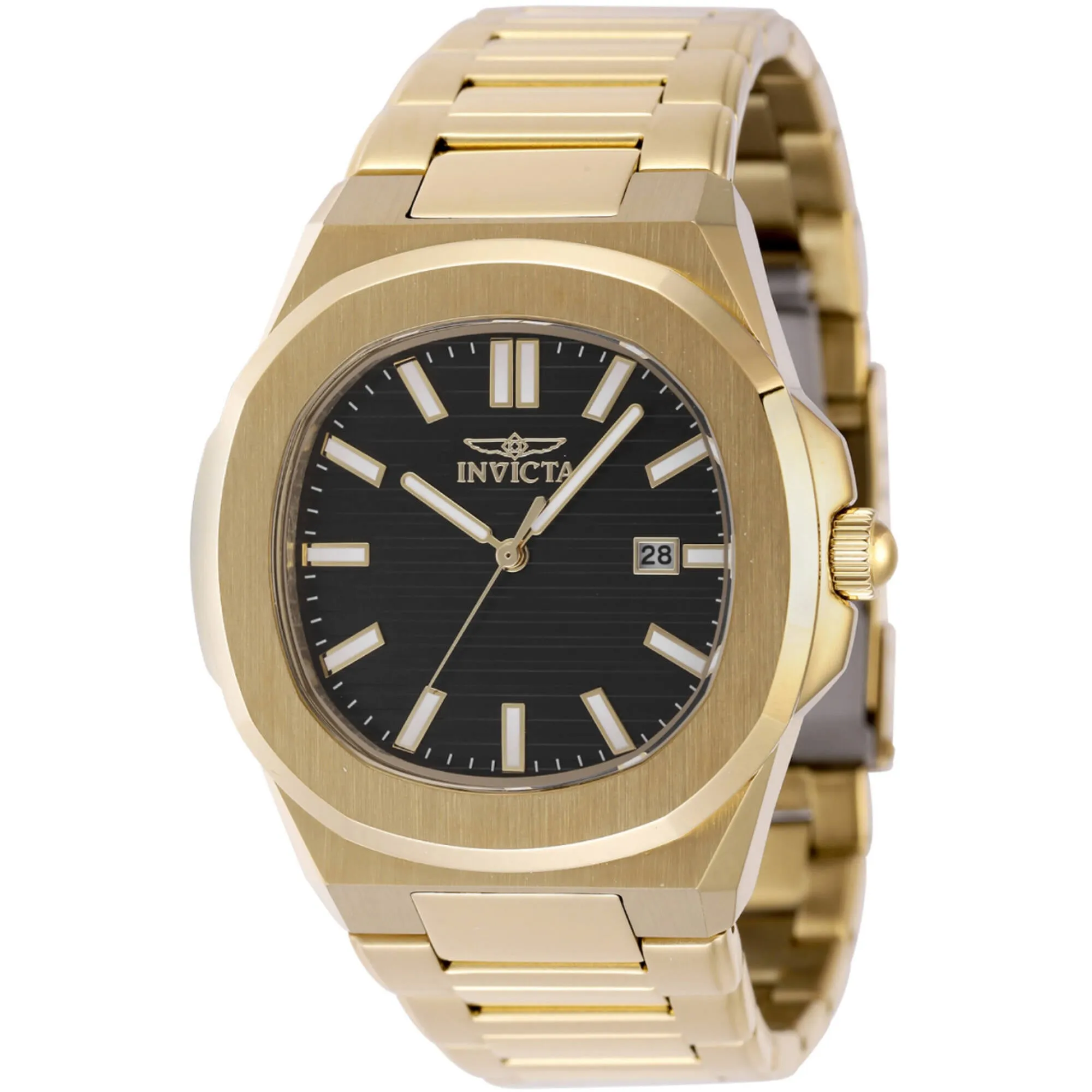 Invicta Men's Watch - Speedway Quartz Black Dial Yellow Gold Bracelet | 48516 Invicta Men's Watches