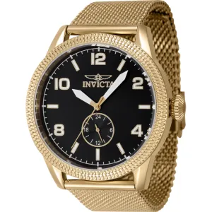 Invicta Men's Watch - Vintage Black Dial Yellow Gold Steel Bracelet Quartz | 47135 Invicta Men's Watches