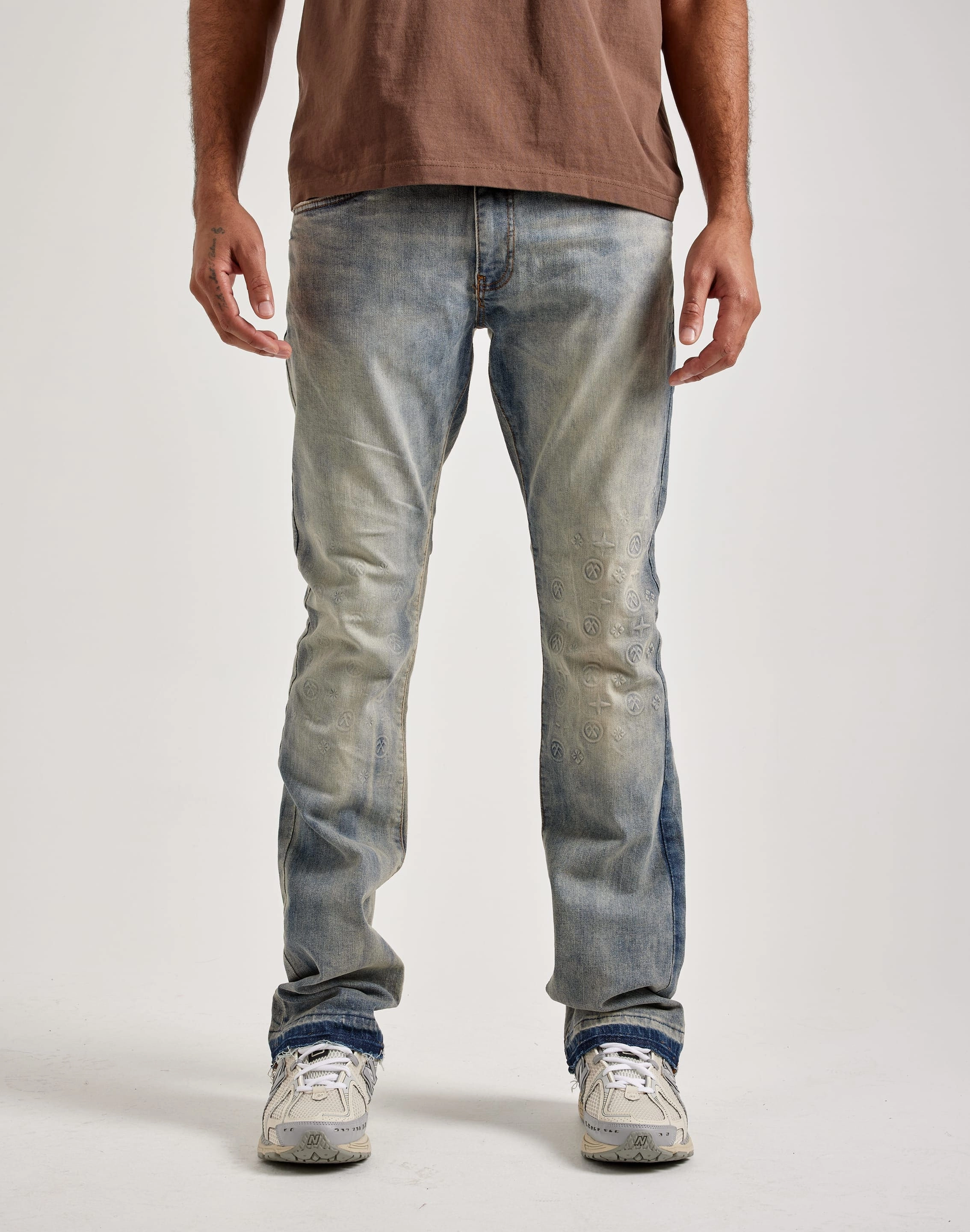 Classic fashion pieces Jordan Craig Embossed Stacked Flare Denim Jeans Budget - friendly fashion
