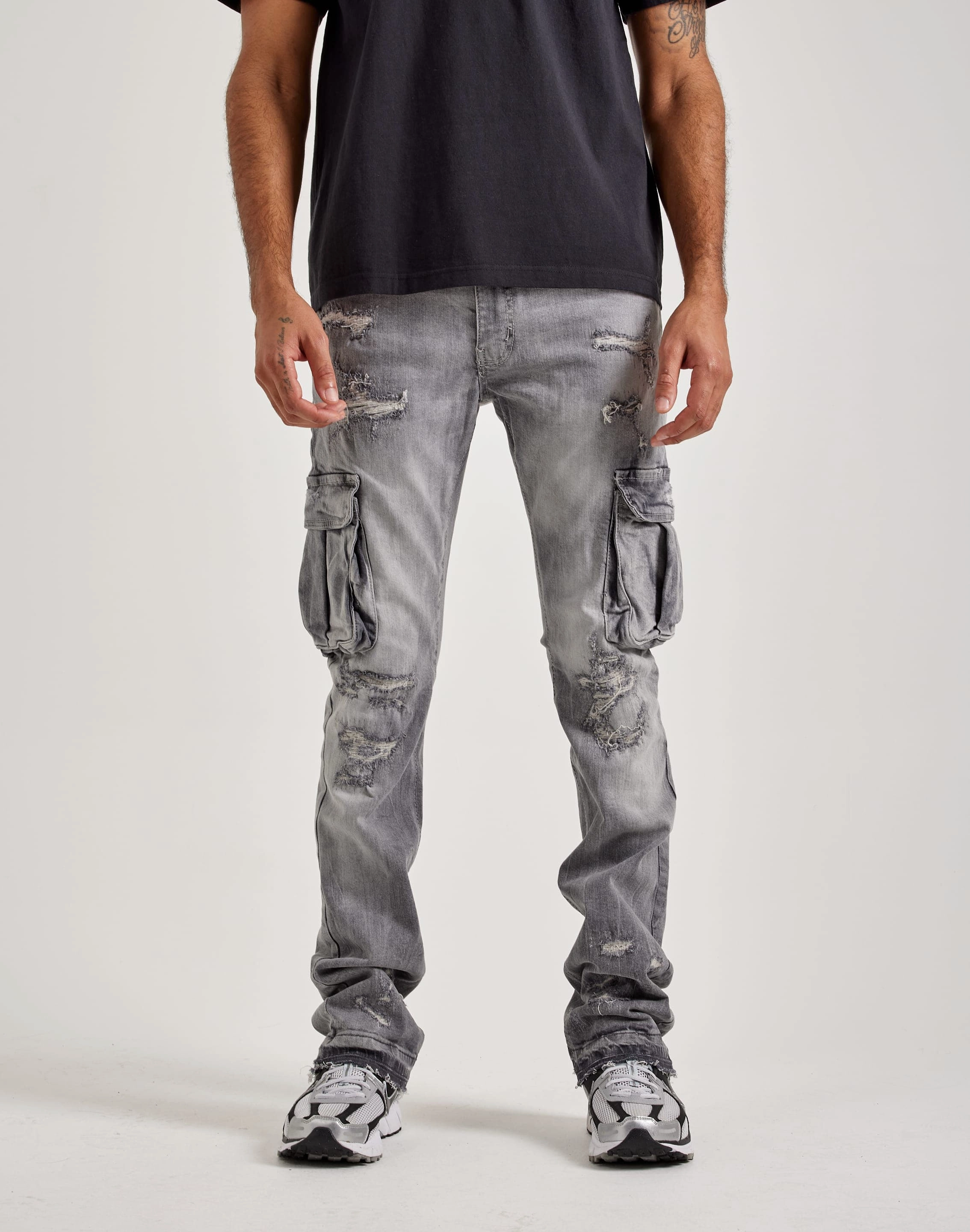 Jordan Craig Stacked Flare Cargo Denim Jeans Fashion for all body types Style statements