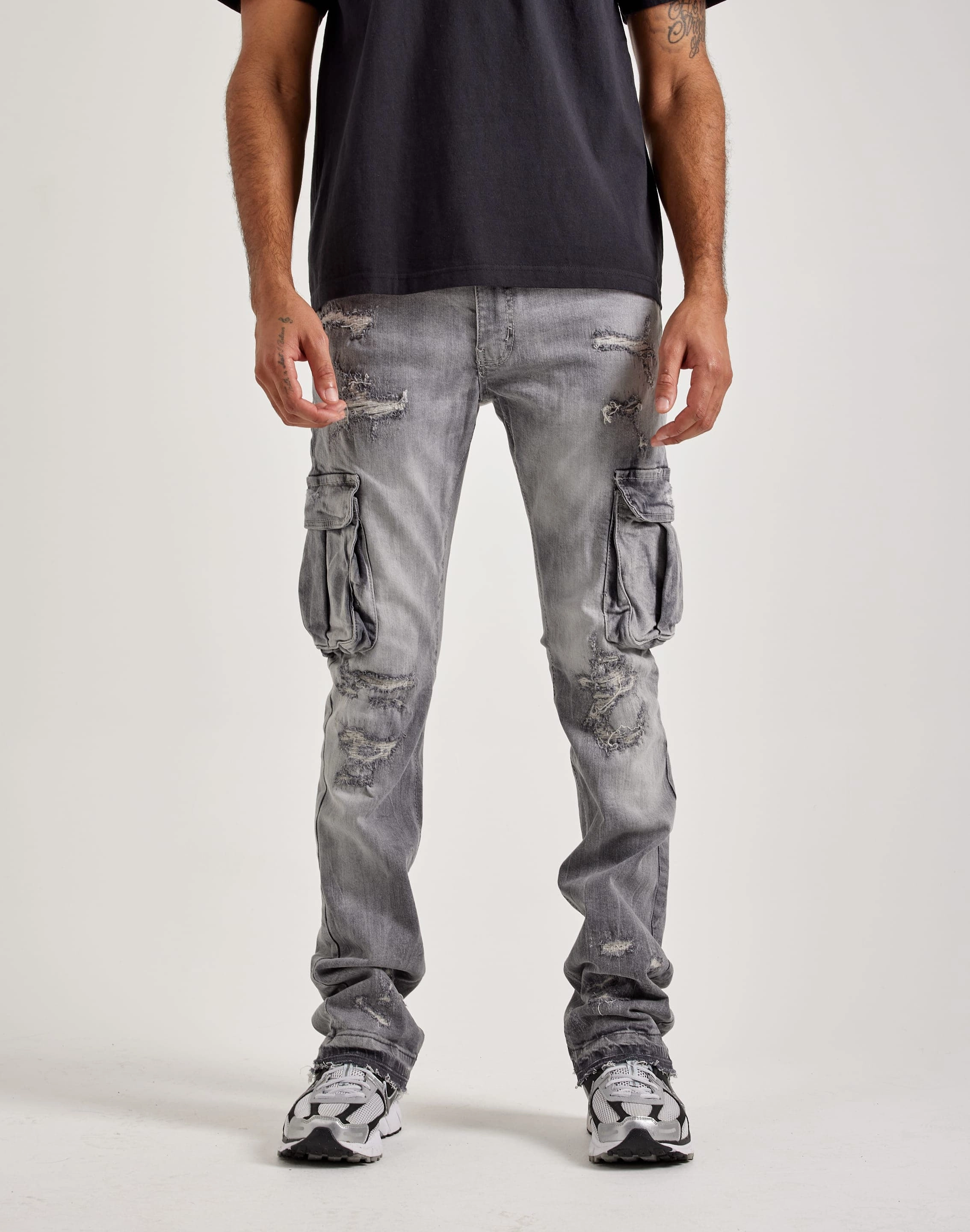 Jordan Craig Stacked Flare Cargo Denim Jeans Best - selling fashion Fashion subscription services