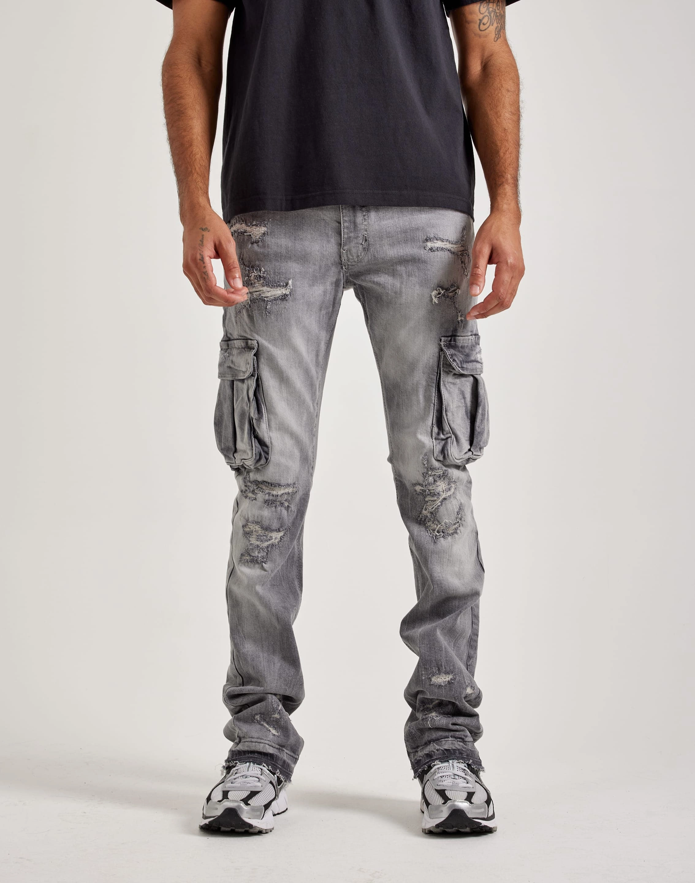 Jordan Craig Stacked Flare Cargo Denim Jeans Bohemian style items Fashion-forward items