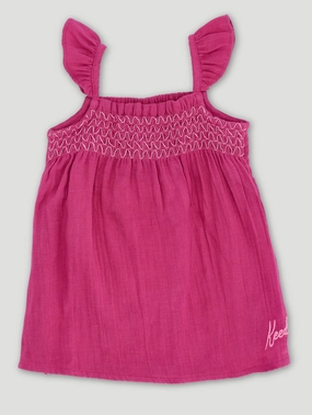 Keedo Baby Girls Smocked Dress - Burgundy Wardrobe staples Fashion subscription services
