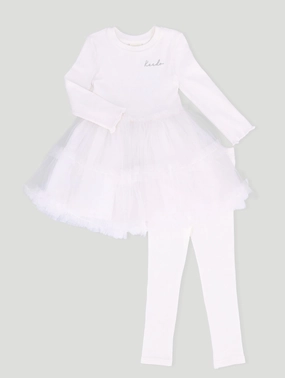 Keedo Girls Premium Cotton Lycra Dress With Tuille Suede - finished fashion Hip - hop fashion